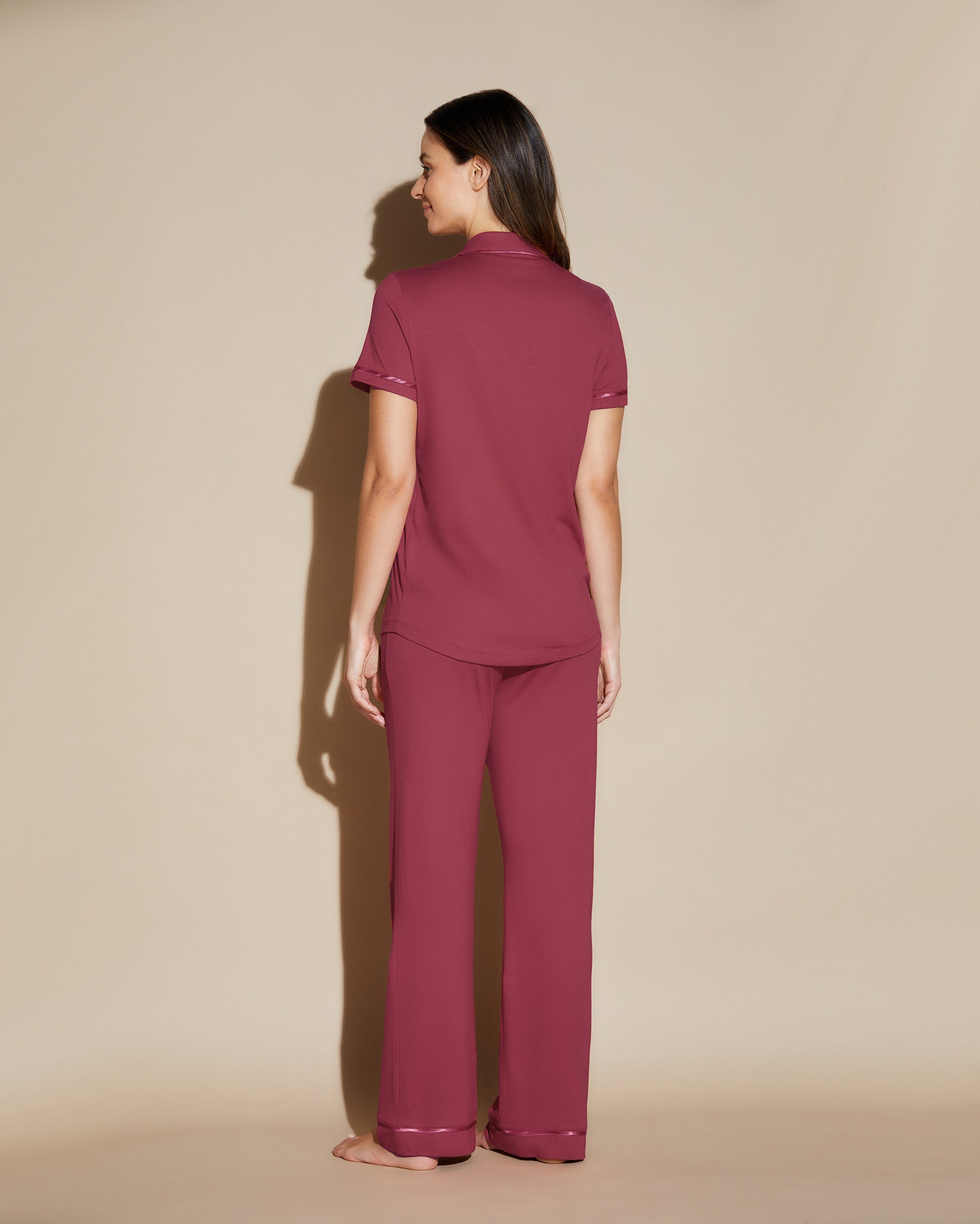 Bella S/S Top Pant Deep Ruby (AMORE9645) - Cosabella