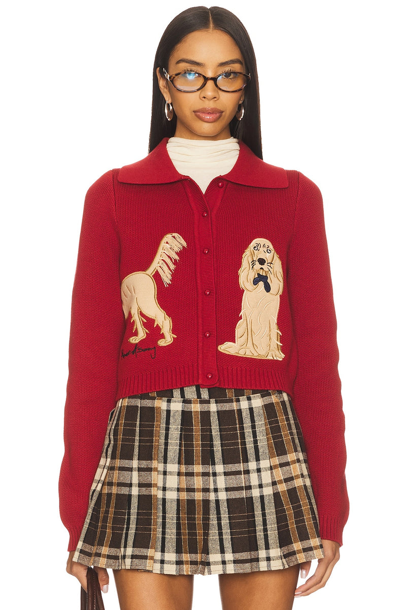 House Of Sunny The Lady Tripper Cardigan In Ruby Red