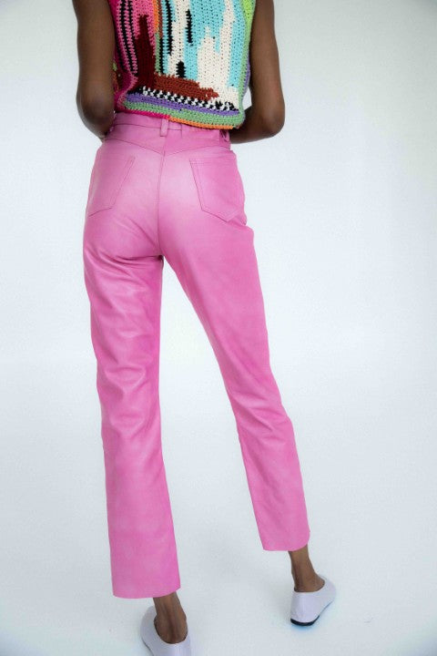 Dilma Leather Pant | Pink