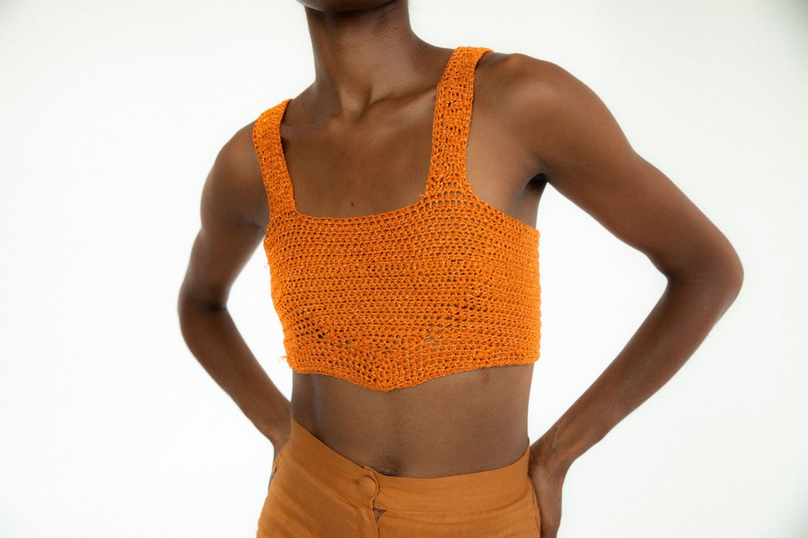 Noe Metallic Knit Corset | Orange