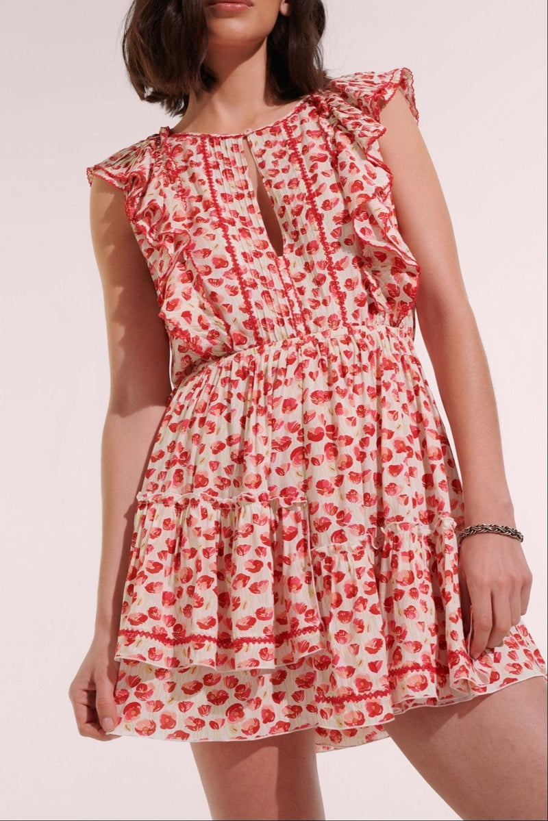 Mini Dress Bambi - White Red Alamy - Poupette St Barth