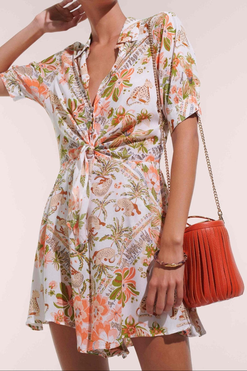 Mini Dress Bettina - Pink Leo Foulard - Poupette St Barth