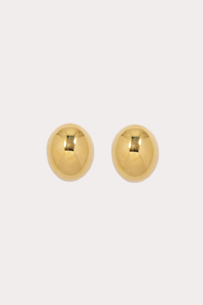 Gold Oval Stud Earrings