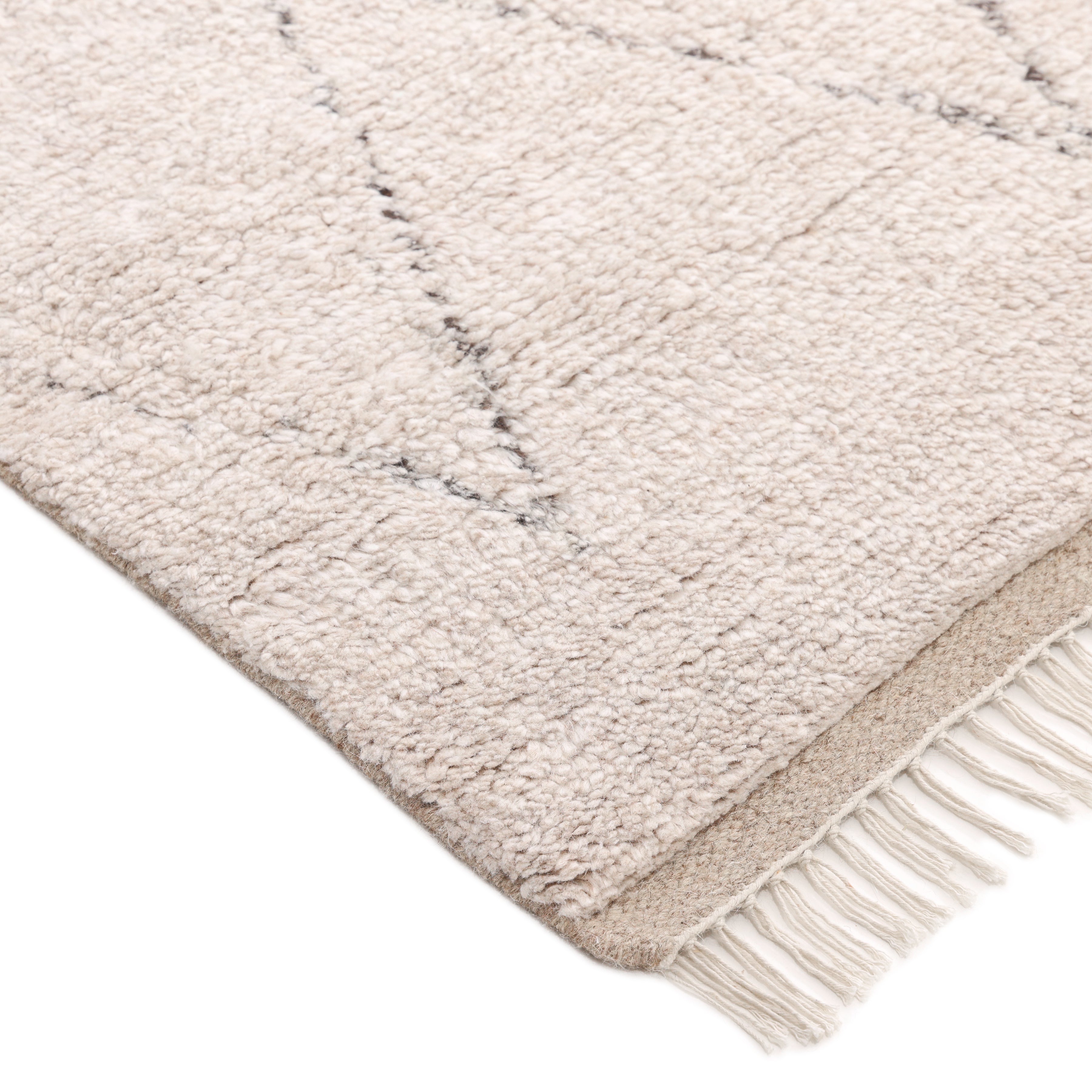 Shaggy Moroccan Hand Knotted Bohemian Moroccan Ivory Area Rug