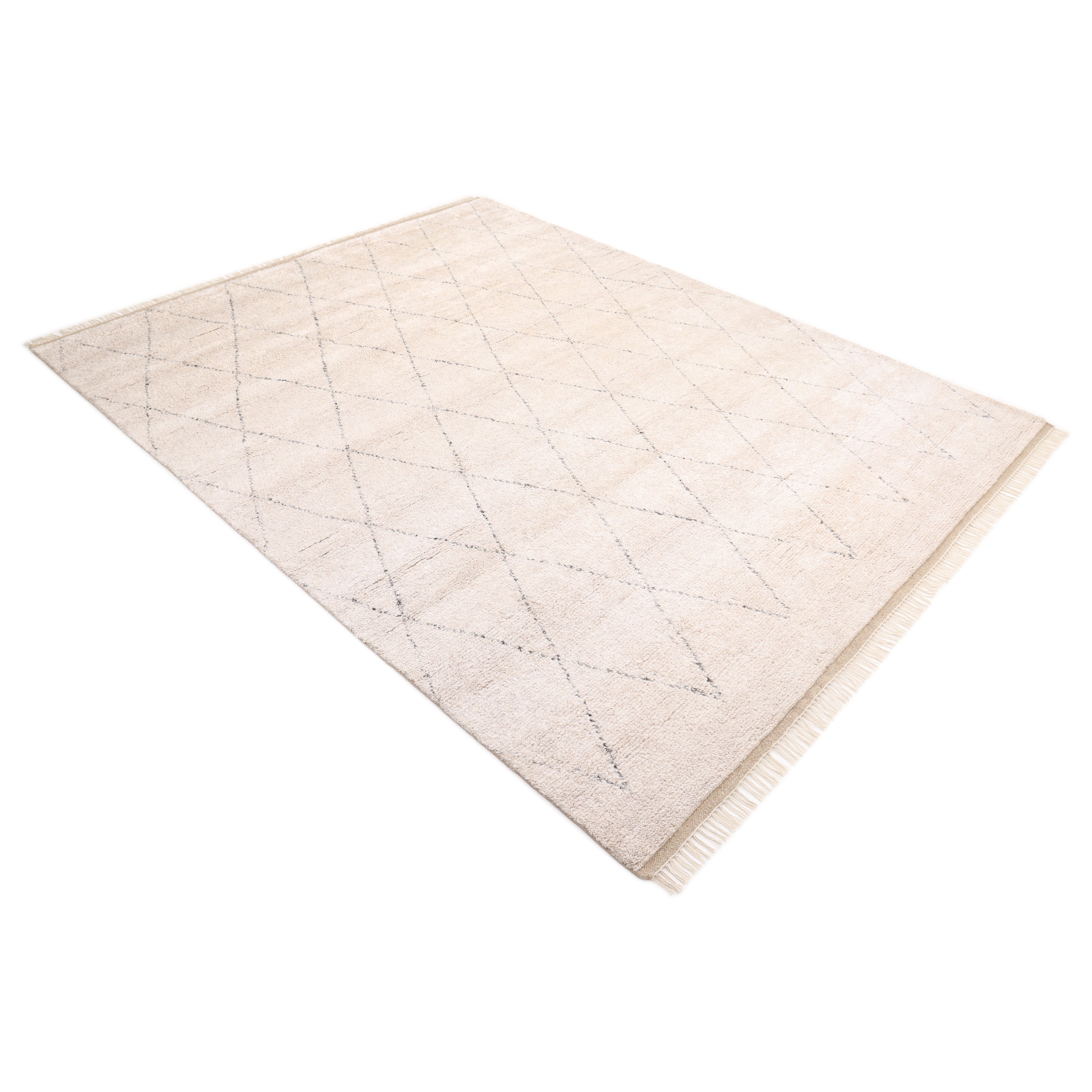 Shaggy Moroccan Hand Knotted Bohemian Moroccan Ivory Area Rug