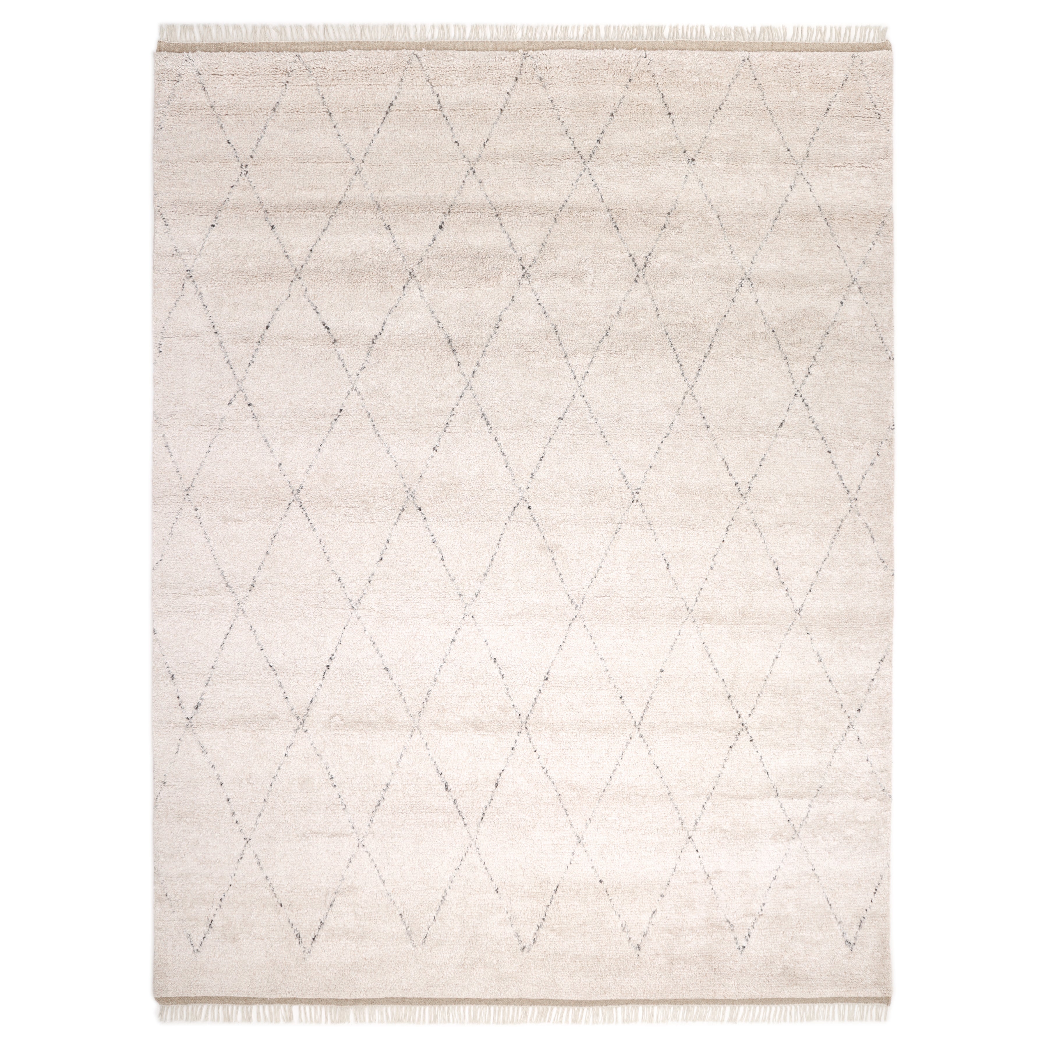 Shaggy Moroccan Hand Knotted Bohemian Moroccan Ivory Area Rug