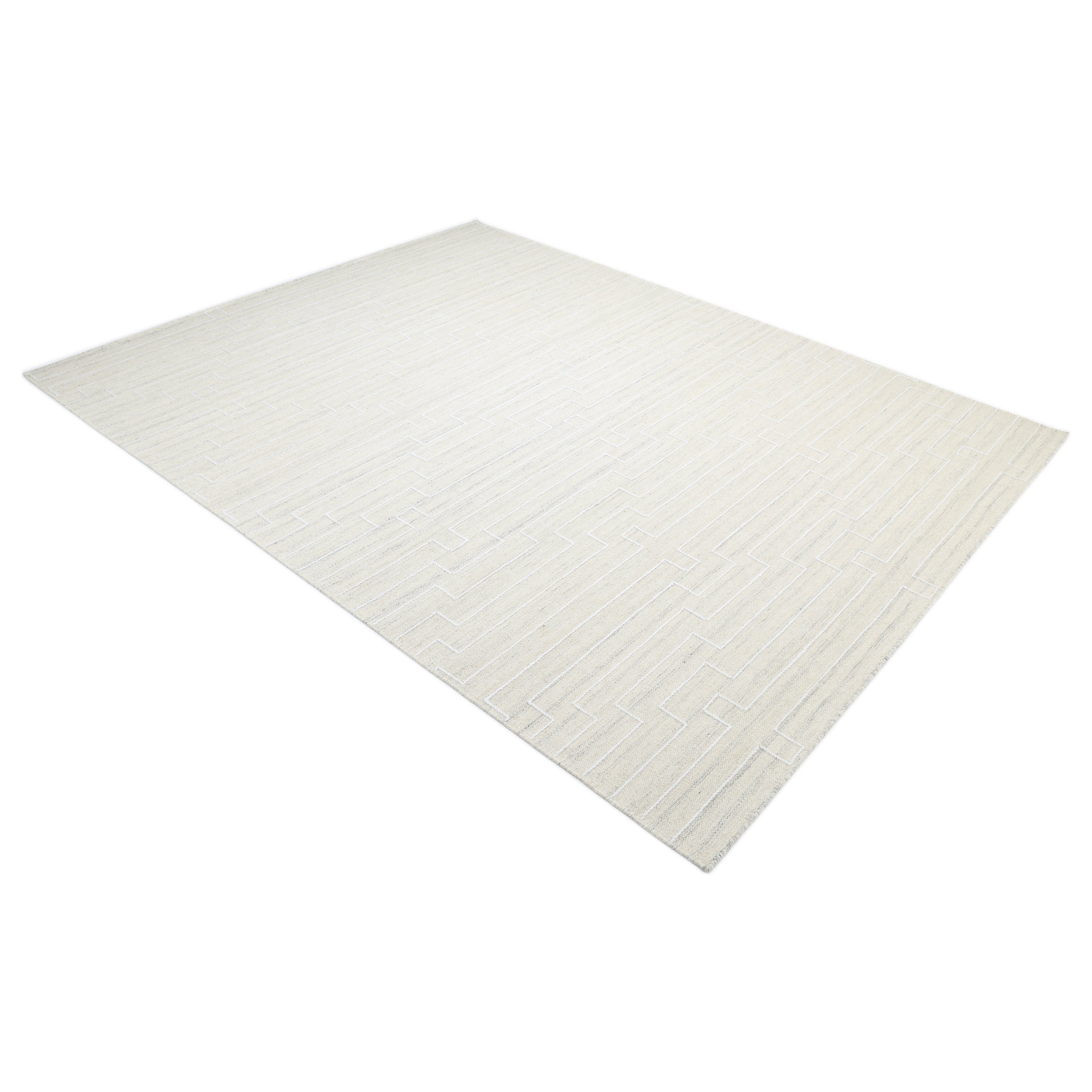 Barry Hand Woven Contemporary Geometric Beige Area Rug