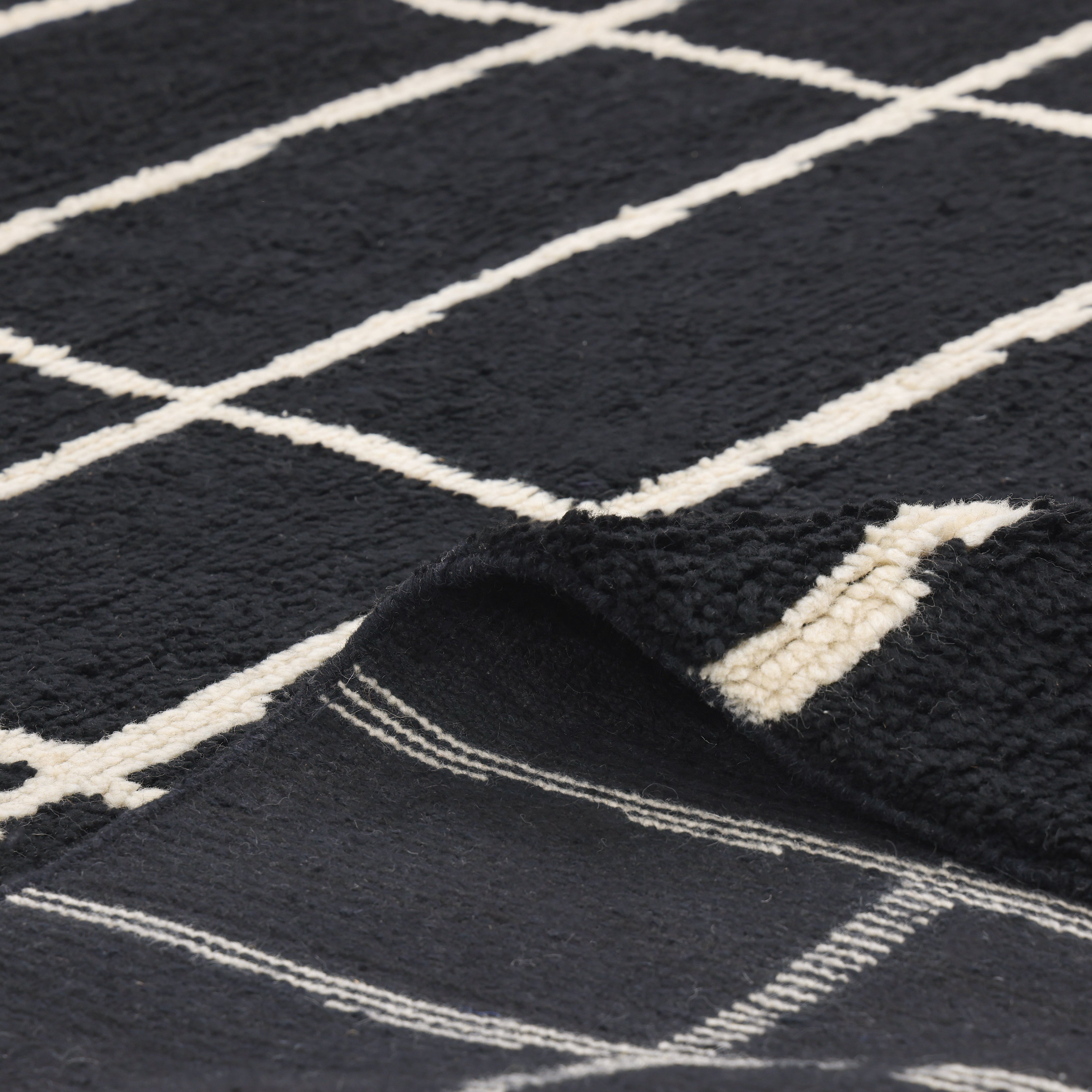 Paris Hand Knotted Bohemian Moroccan Black Area Rug