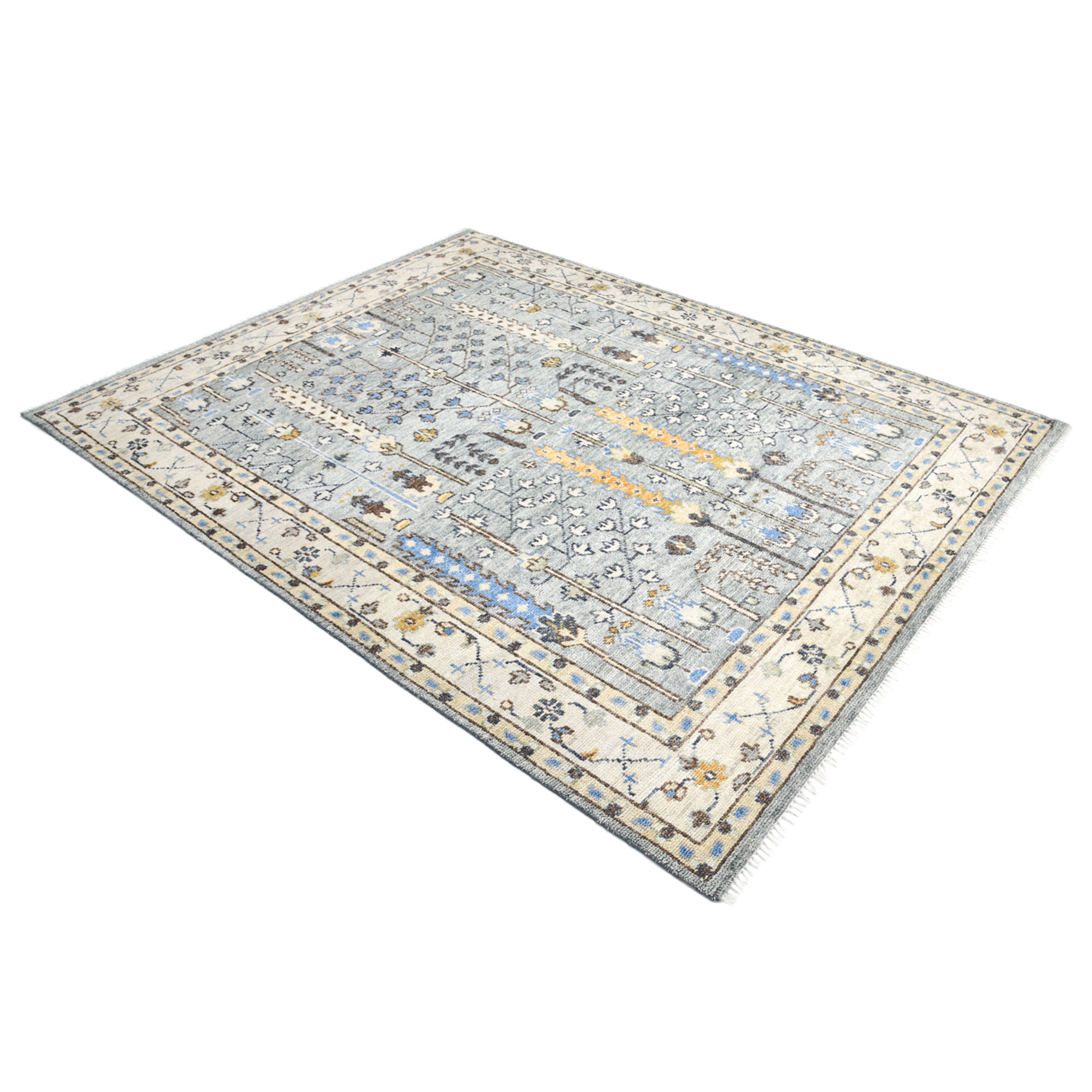 Sydney Hand Knotted Contemporary Floral Light Gray Area Rug