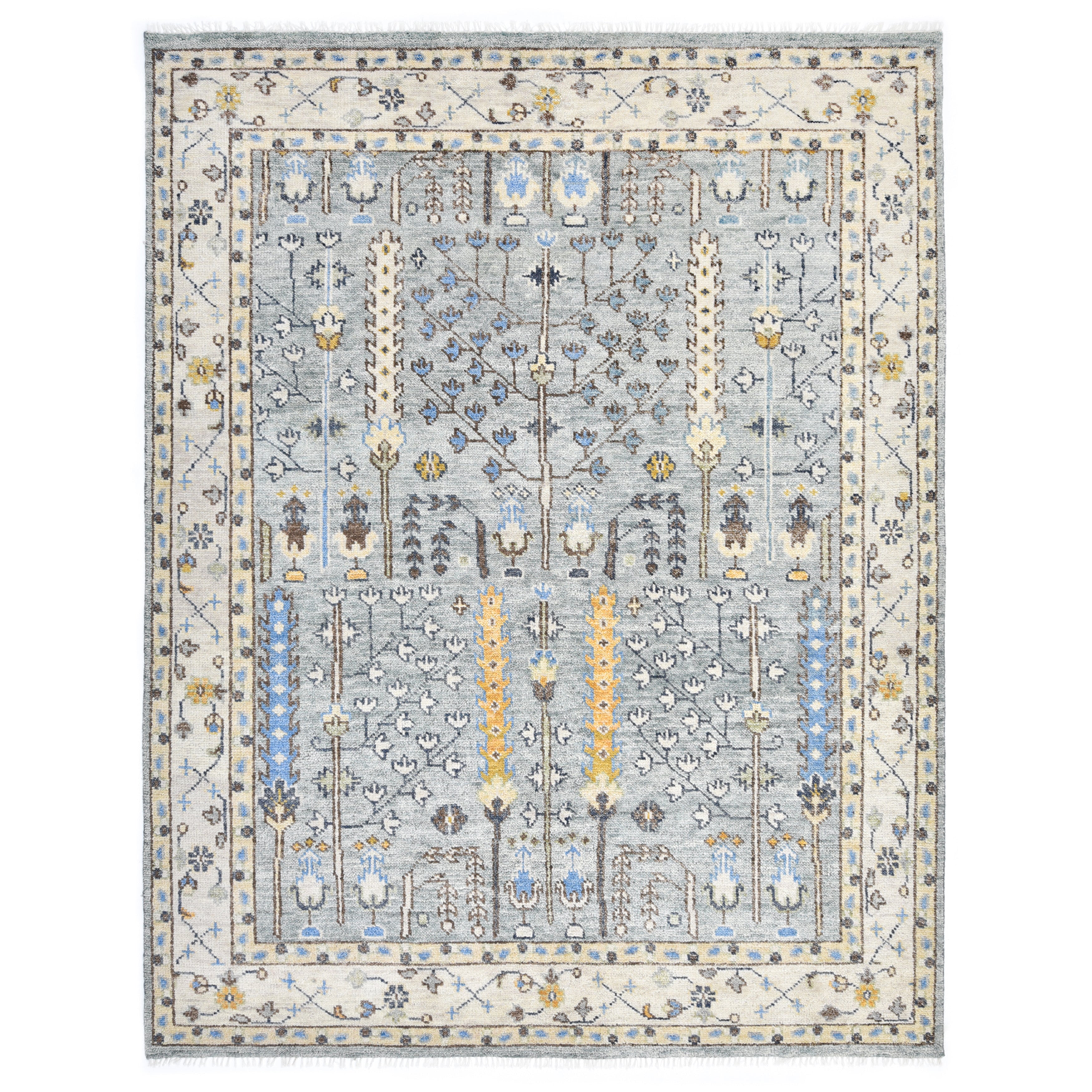 Sydney Hand Knotted Contemporary Floral Light Gray Area Rug