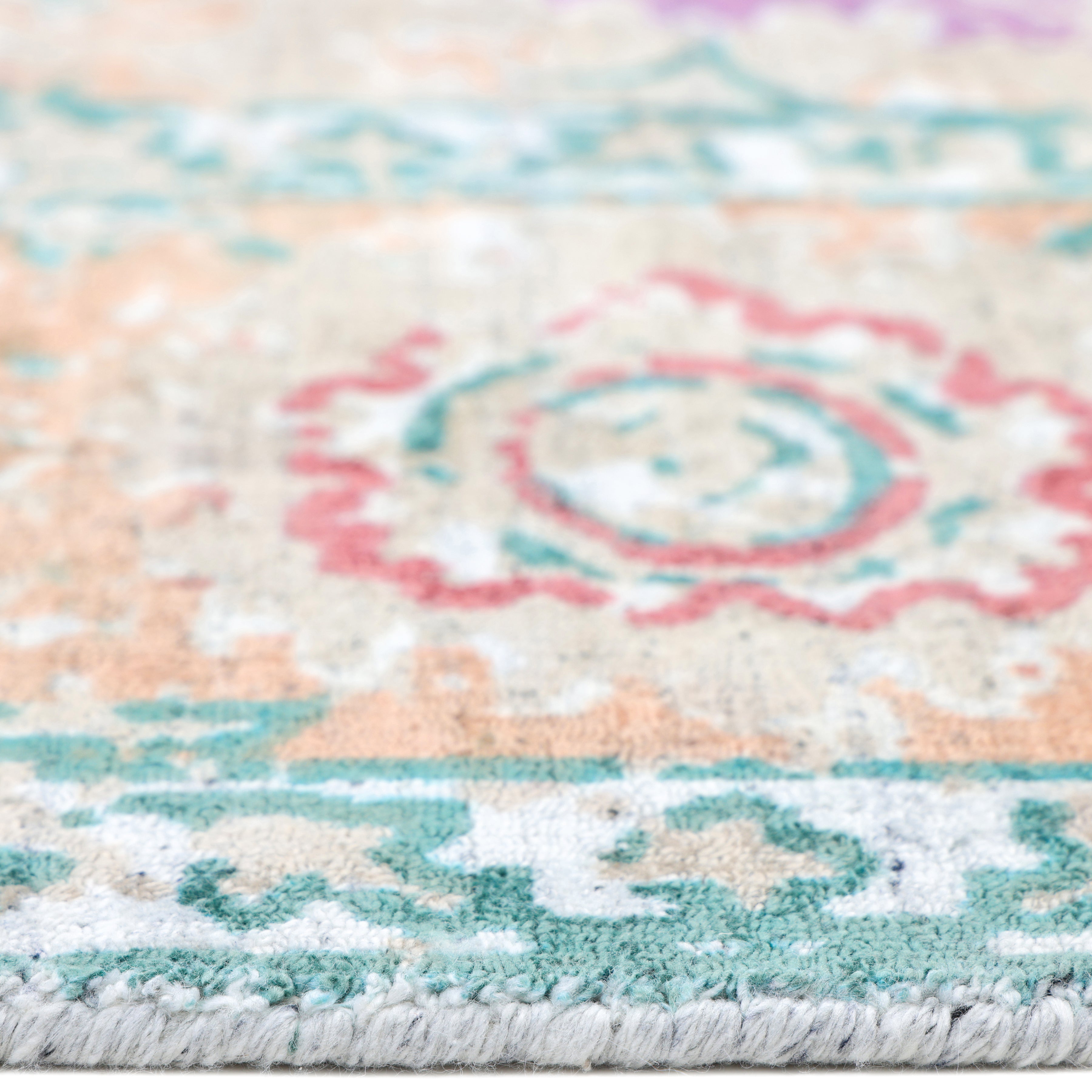 Ithica Hand-Loomed Contemporary Floral Beige Area Rug