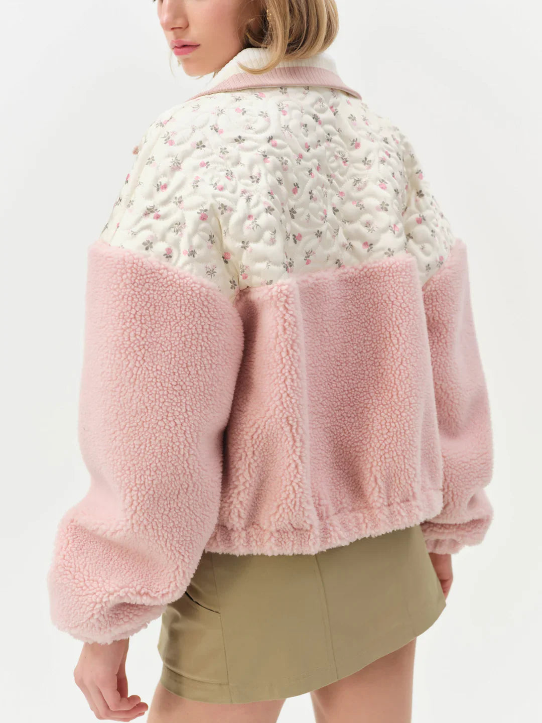 Saide Floral Fleece Jacket in Pink | For Love & Lemons