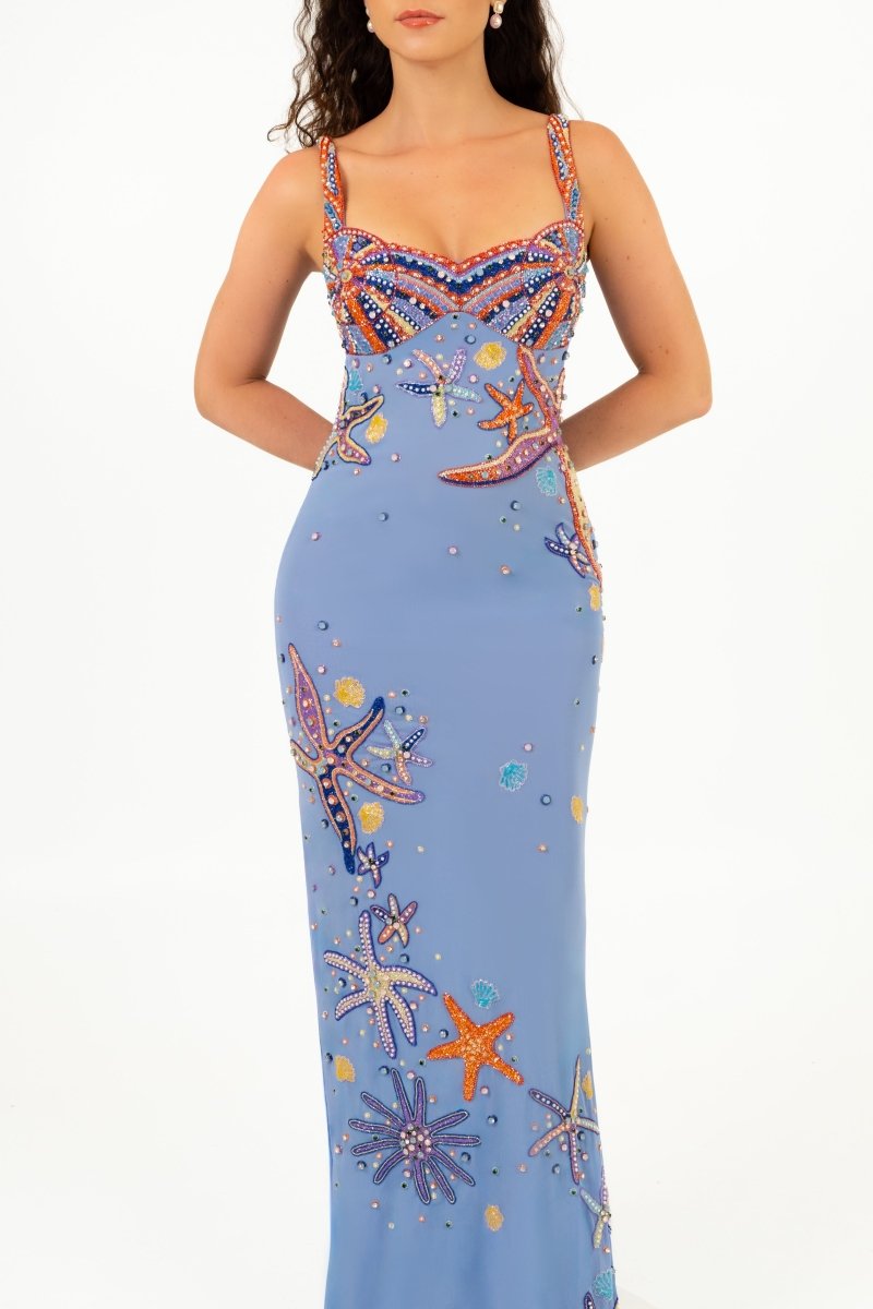 Crescent Shell Long Dress Lilac