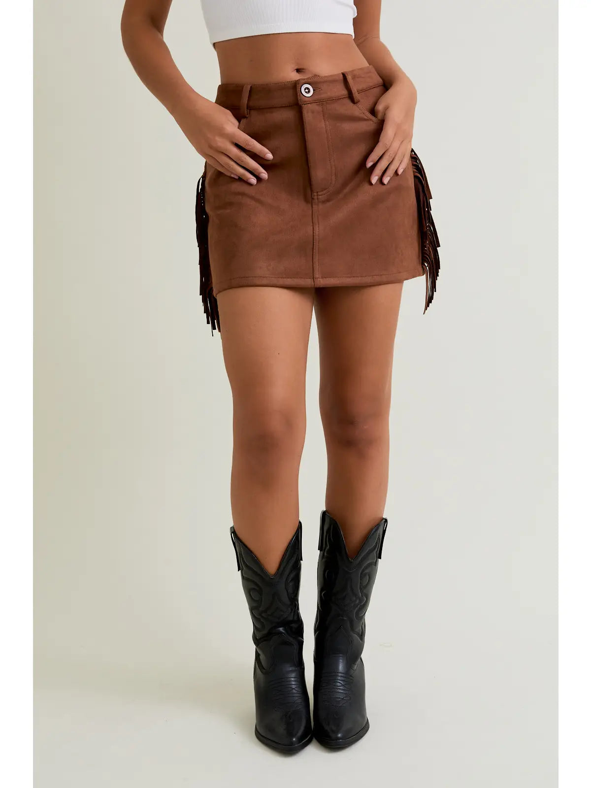 Fringe Suede Skirt | Le Lis