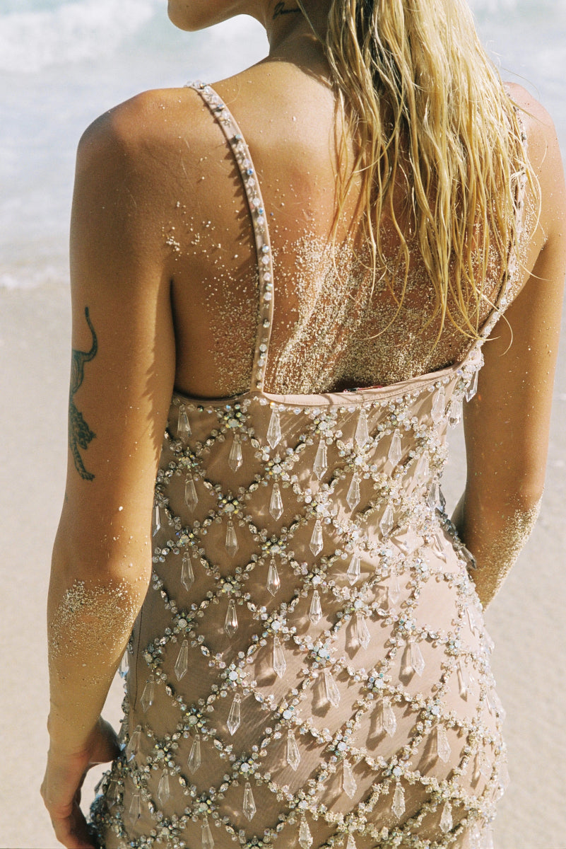 Arabella Hand Beaded Crystal Dress Multi Colour