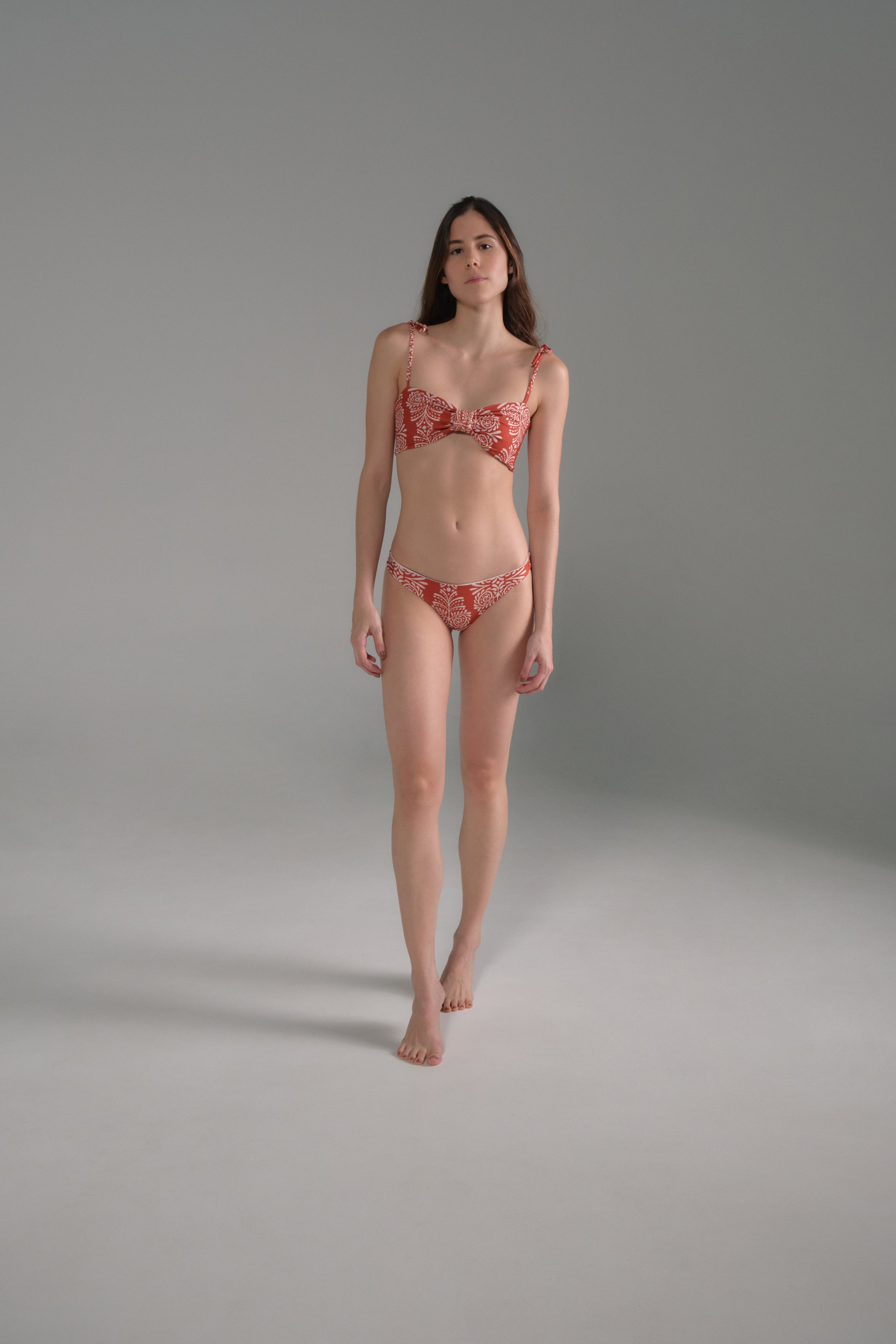 Guava Bottom / Red Arabesque - Orange Stripes