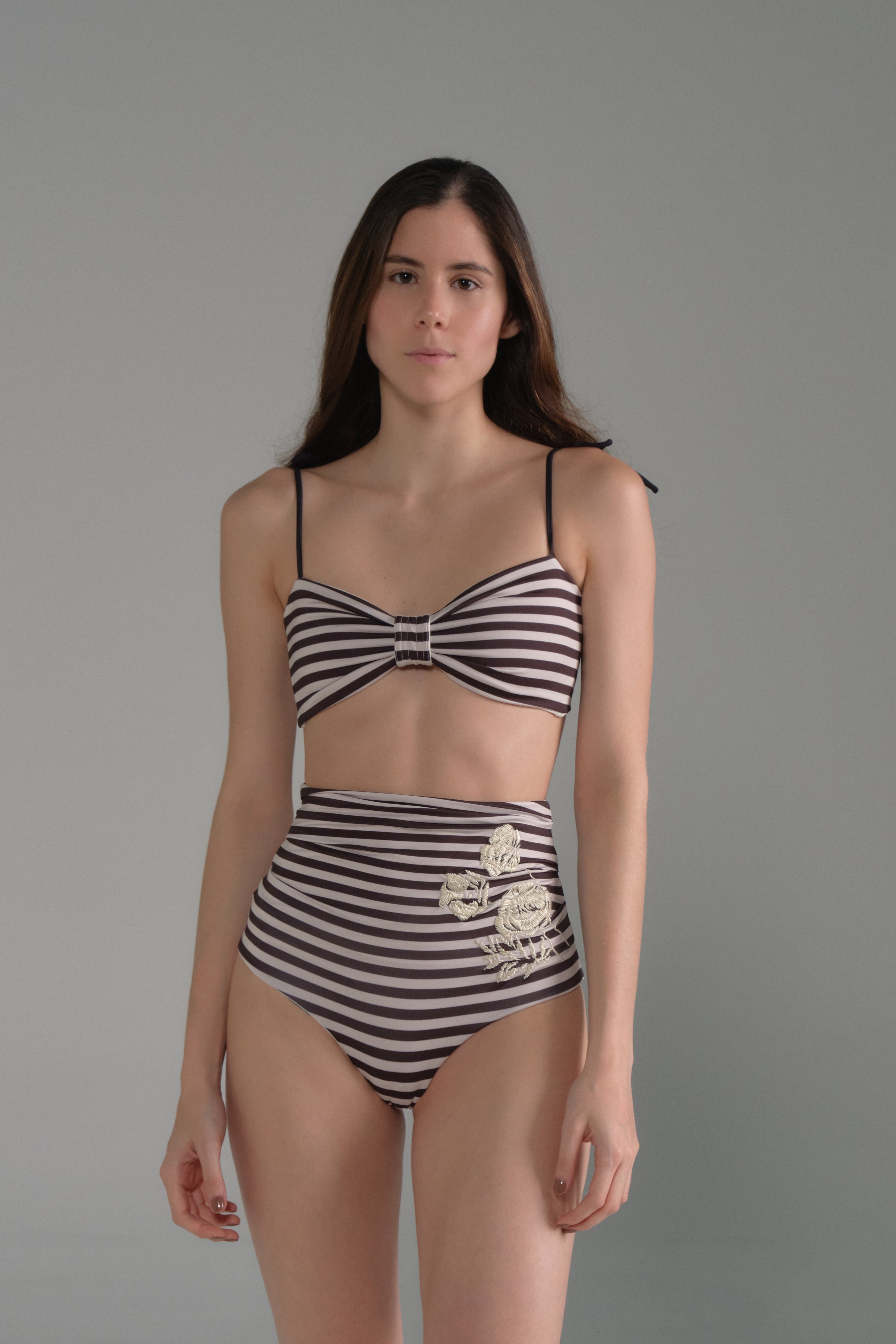 San Miguel Top / Black & White Stripes