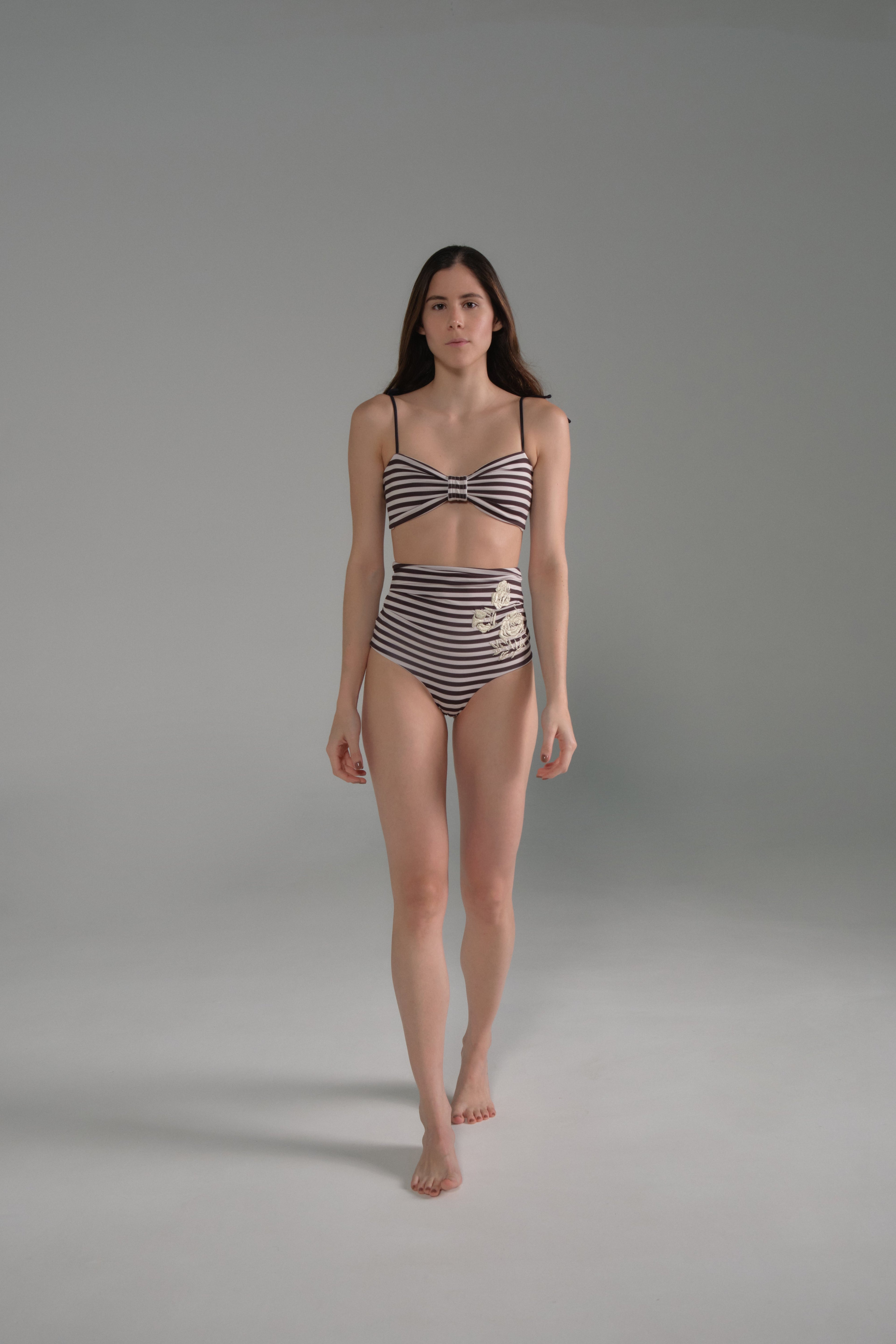 Morante Embroidered Bottom / Black & White Stripes