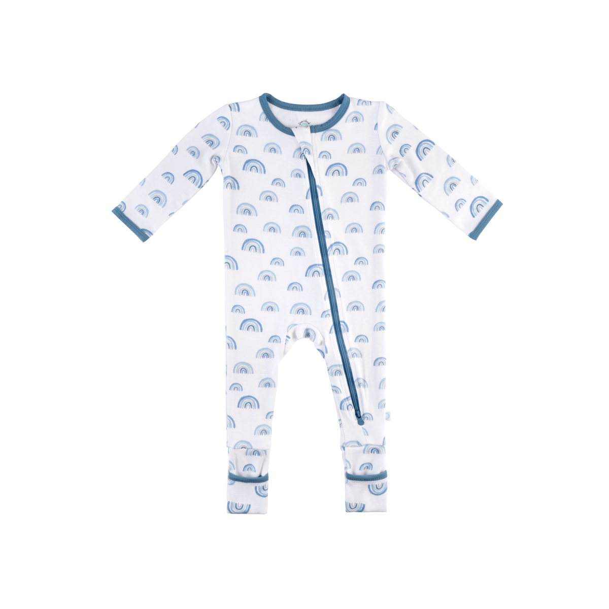 Baby Bamboo Pajamas w/ DreamCuffs® - Blue Rainbow