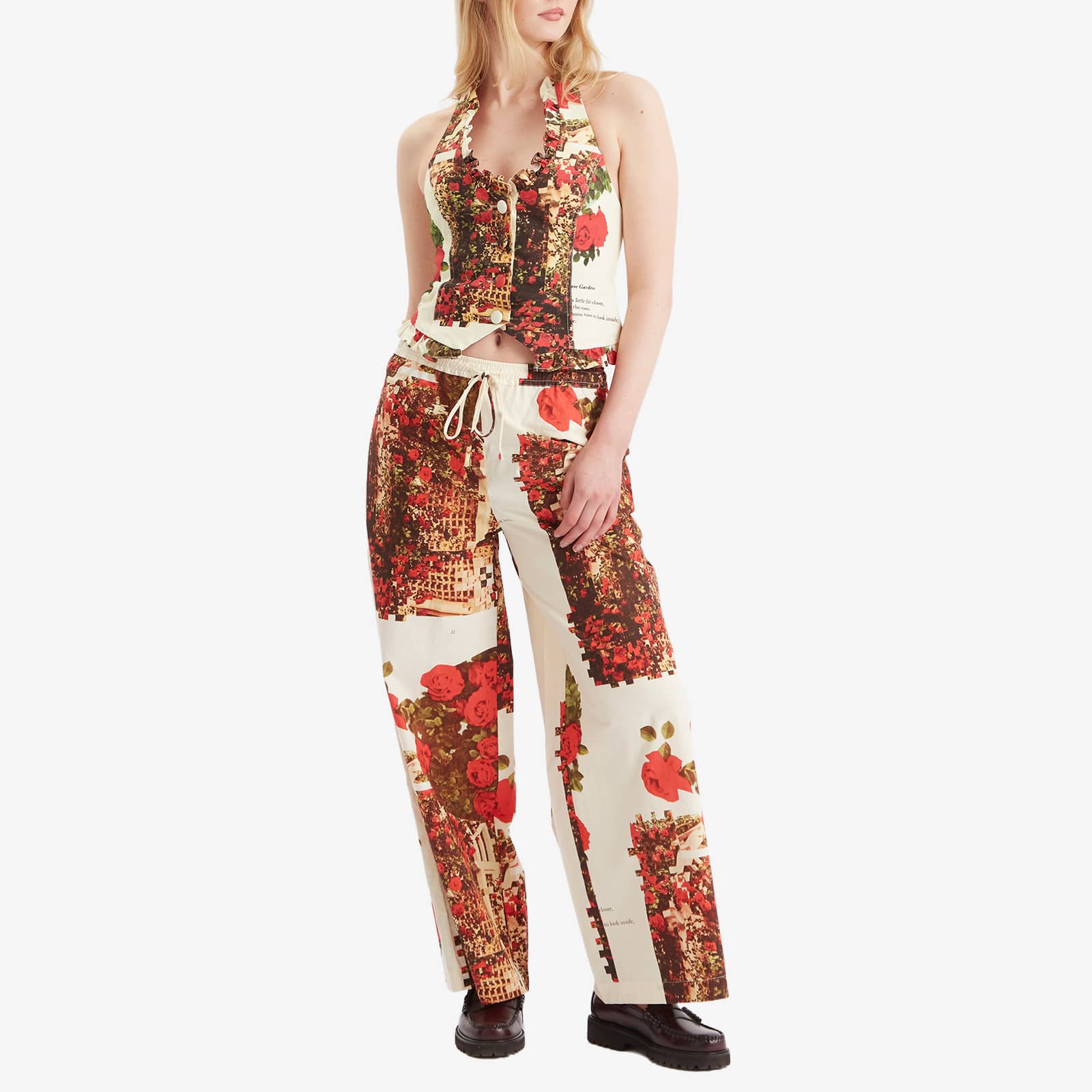 House Of Sunny Rose Garden Cotton Pants In Multi