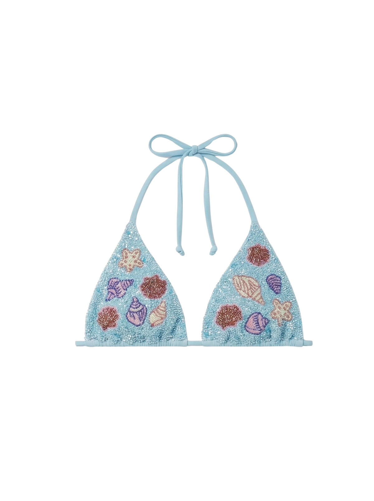 Shell Beaded Bikini Top Blue