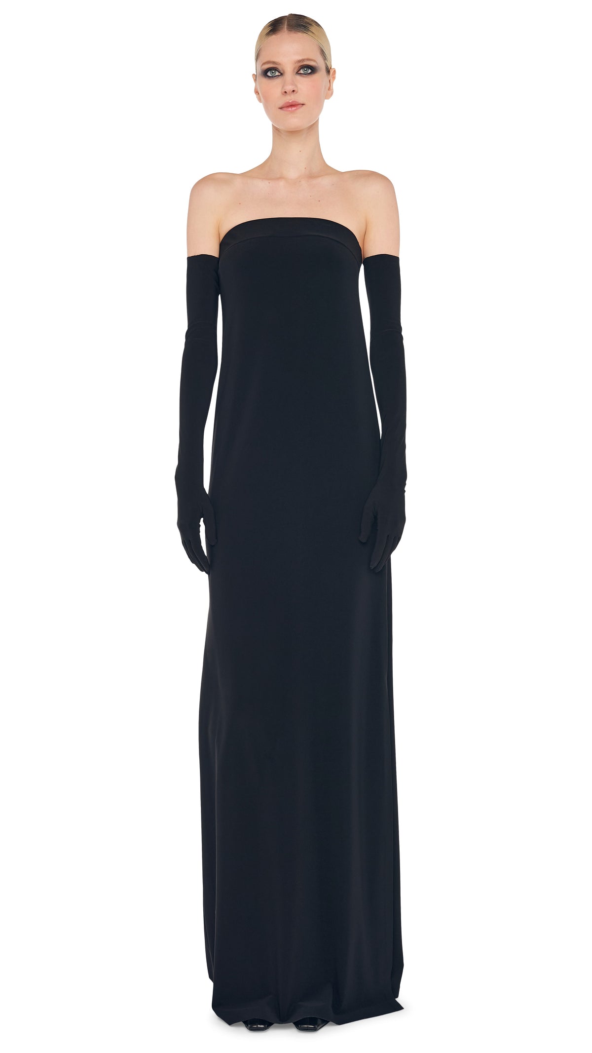 STRAPLESS TAILORED SIDE SLIT GOWN