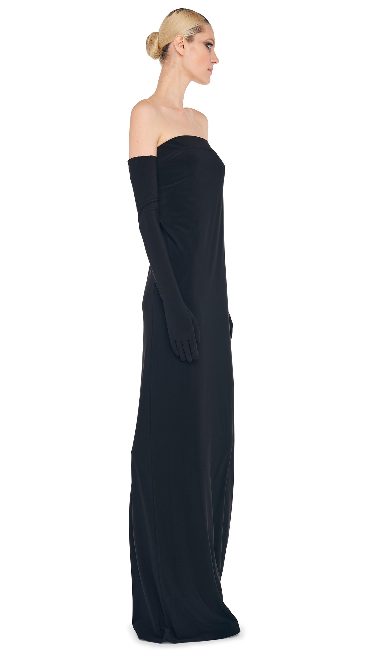 STRAPLESS TAILORED SIDE SLIT GOWN