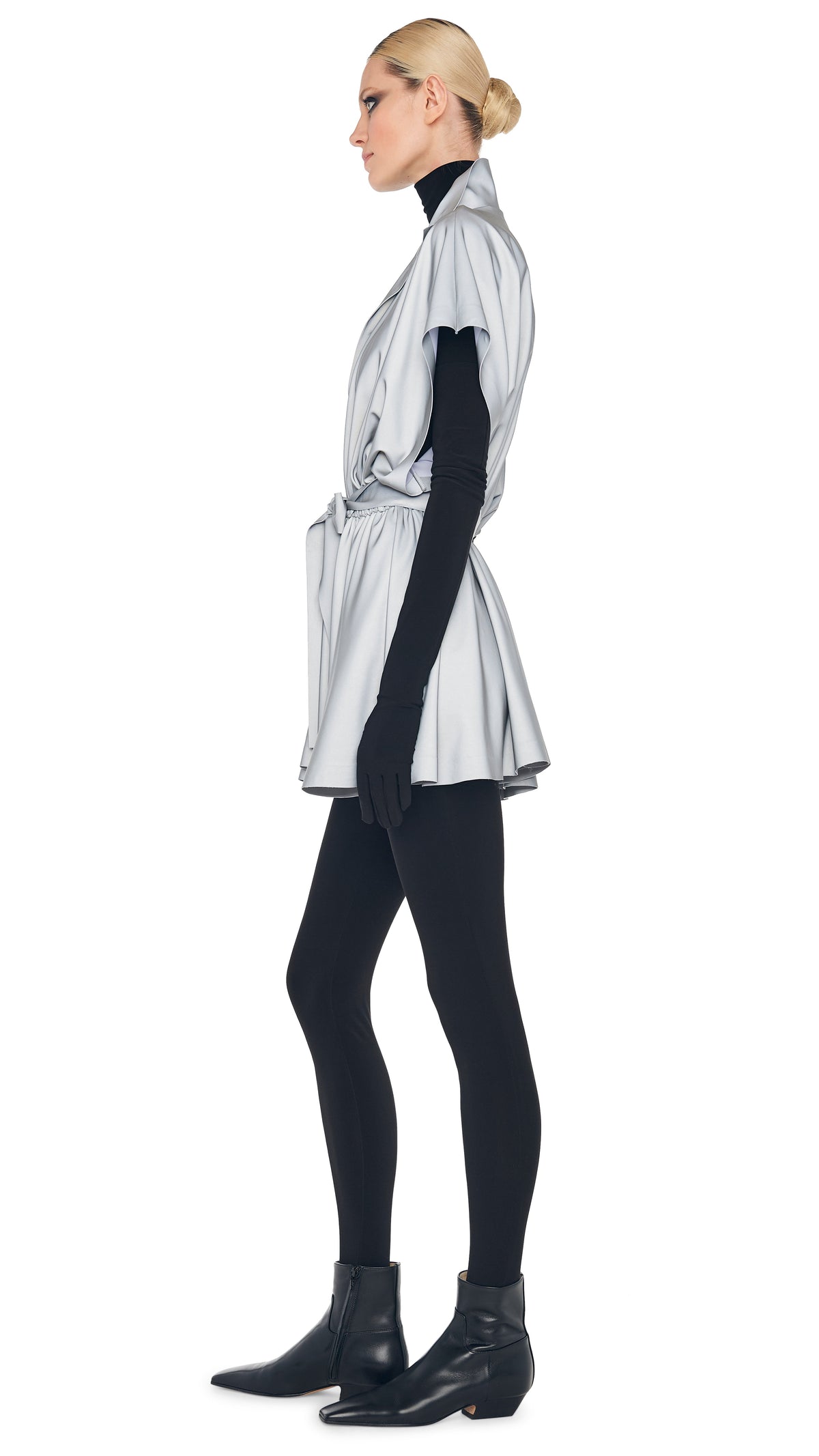 OS SLEEVELESS BF NK SHIRT FLARED MINI DRESS