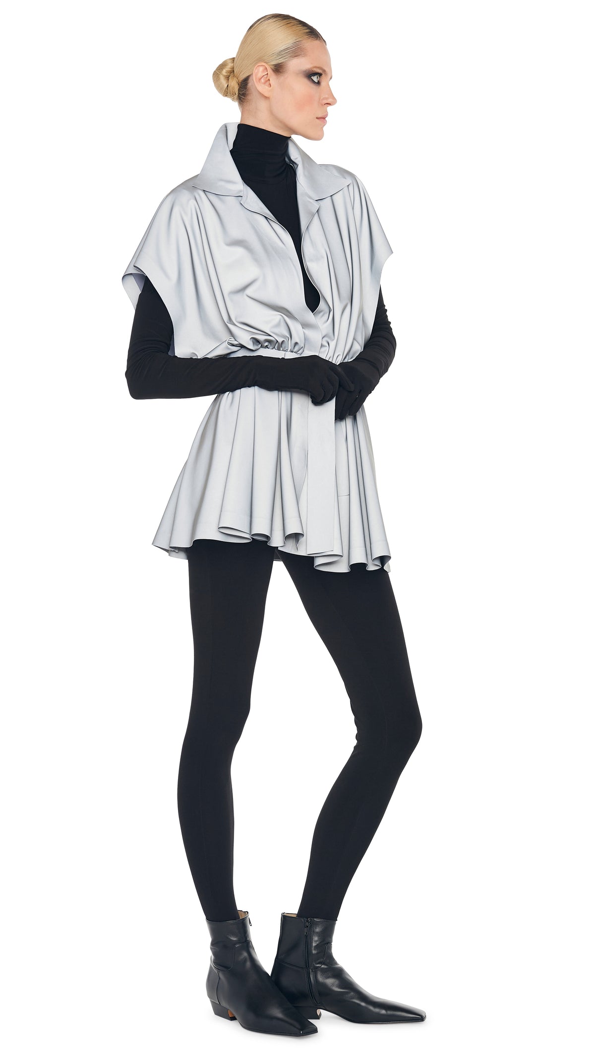 OS SLEEVELESS BF NK SHIRT FLARED MINI DRESS