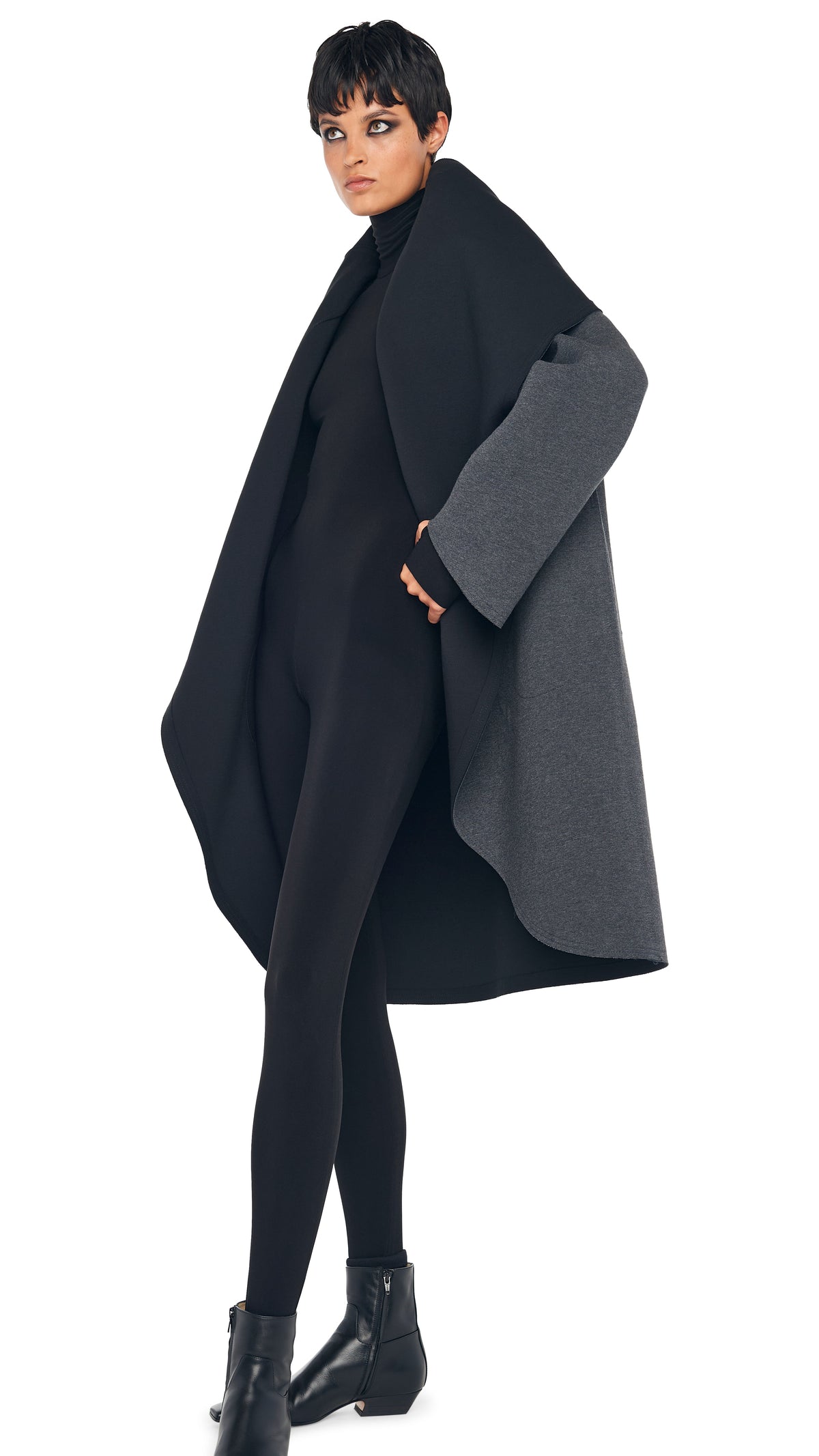 SHAWL COLLAR COAT REVERSIBLE