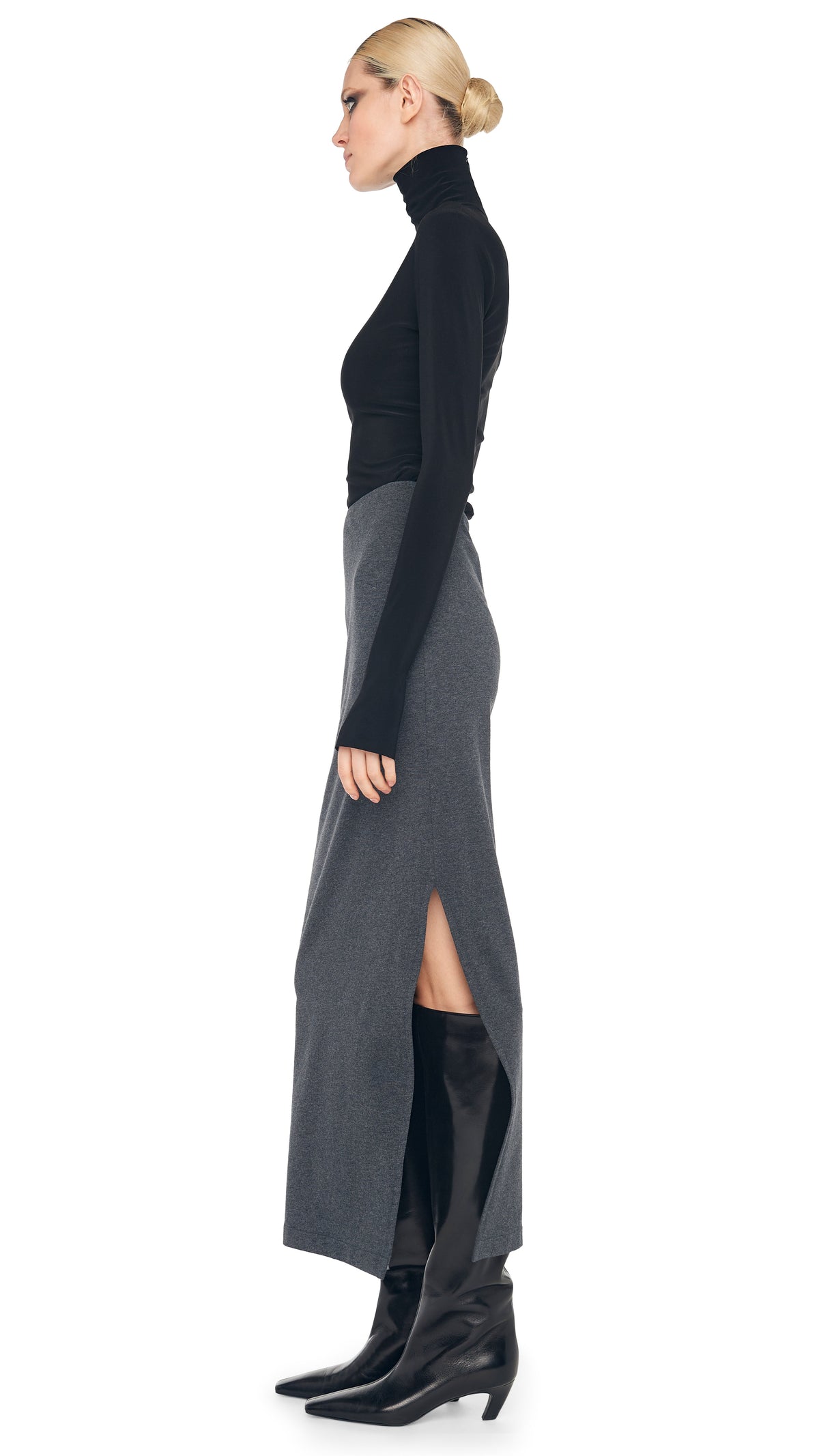 SIDE SLIT MIDCALF SKIRT