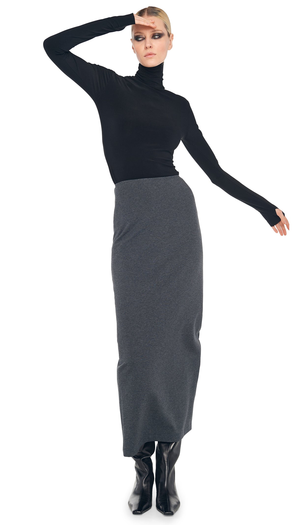 SIDE SLIT MIDCALF SKIRT
