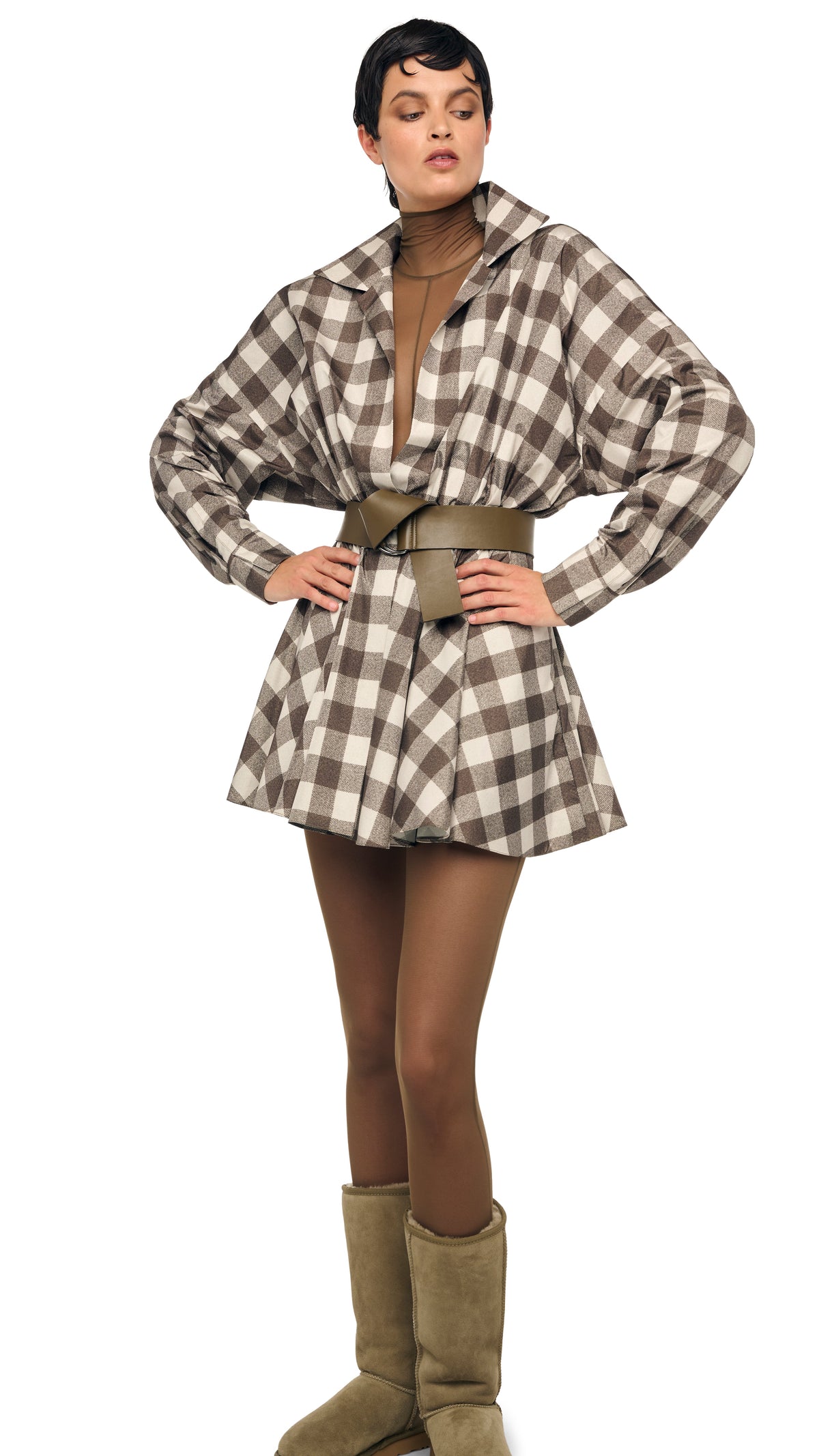 SUPER OS BF NK SHIRT FLARED MINI DRESS