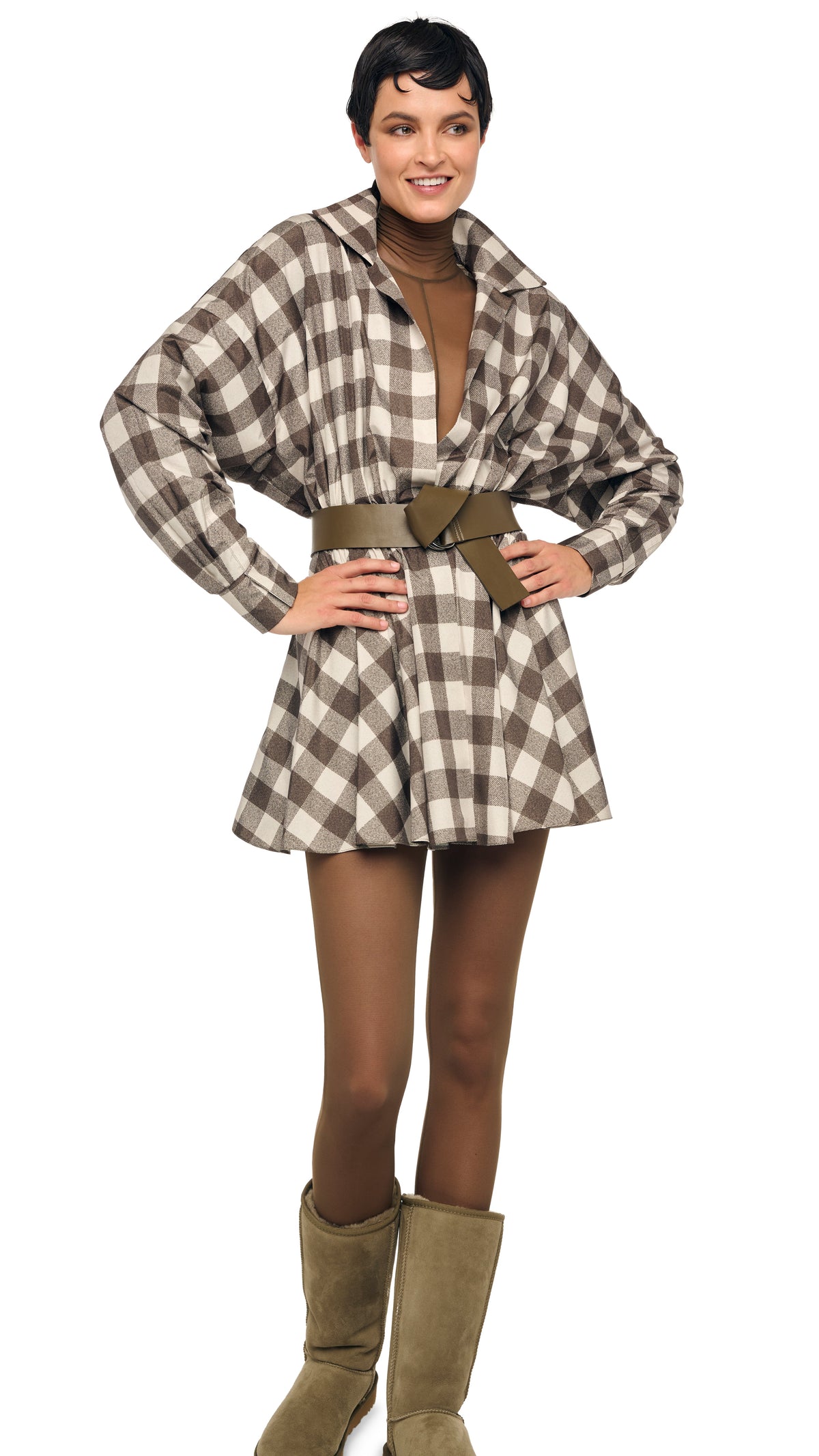 SUPER OS BF NK SHIRT FLARED MINI DRESS