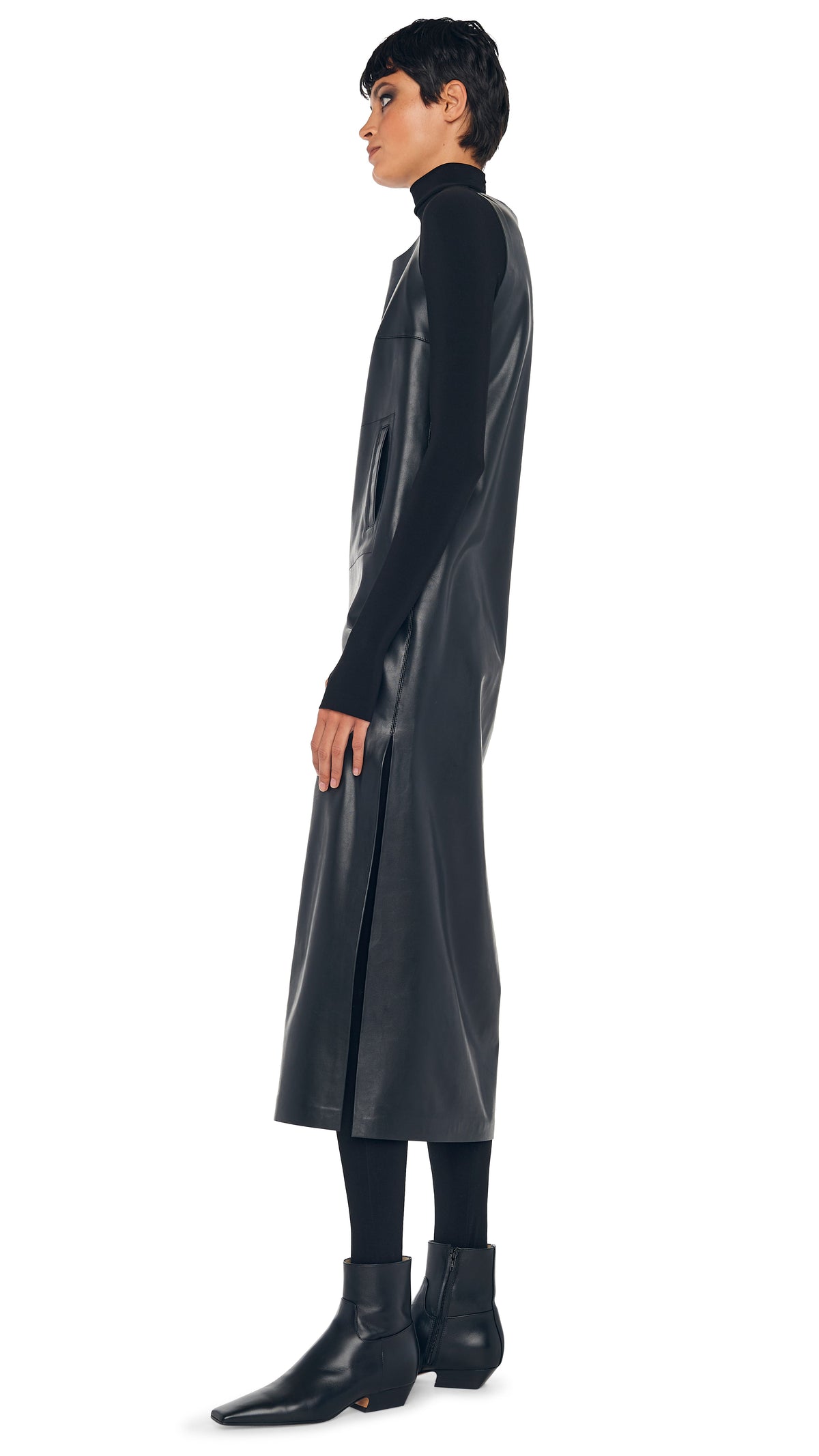 SLEEVELESS TAILORED SIDE SLIT DRESS