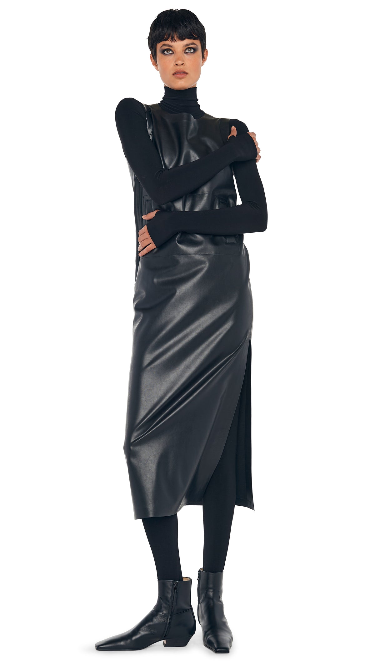 SLEEVELESS TAILORED SIDE SLIT DRESS