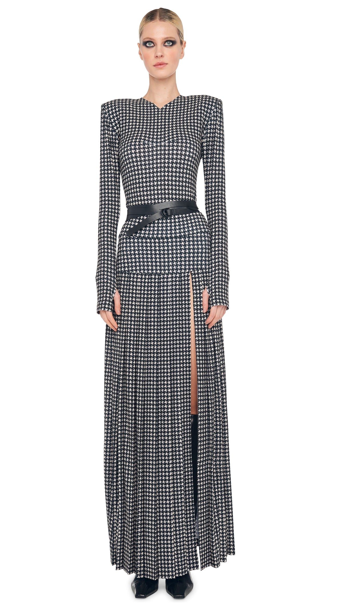 PLEATED LONG SKIRT WITH SLIT