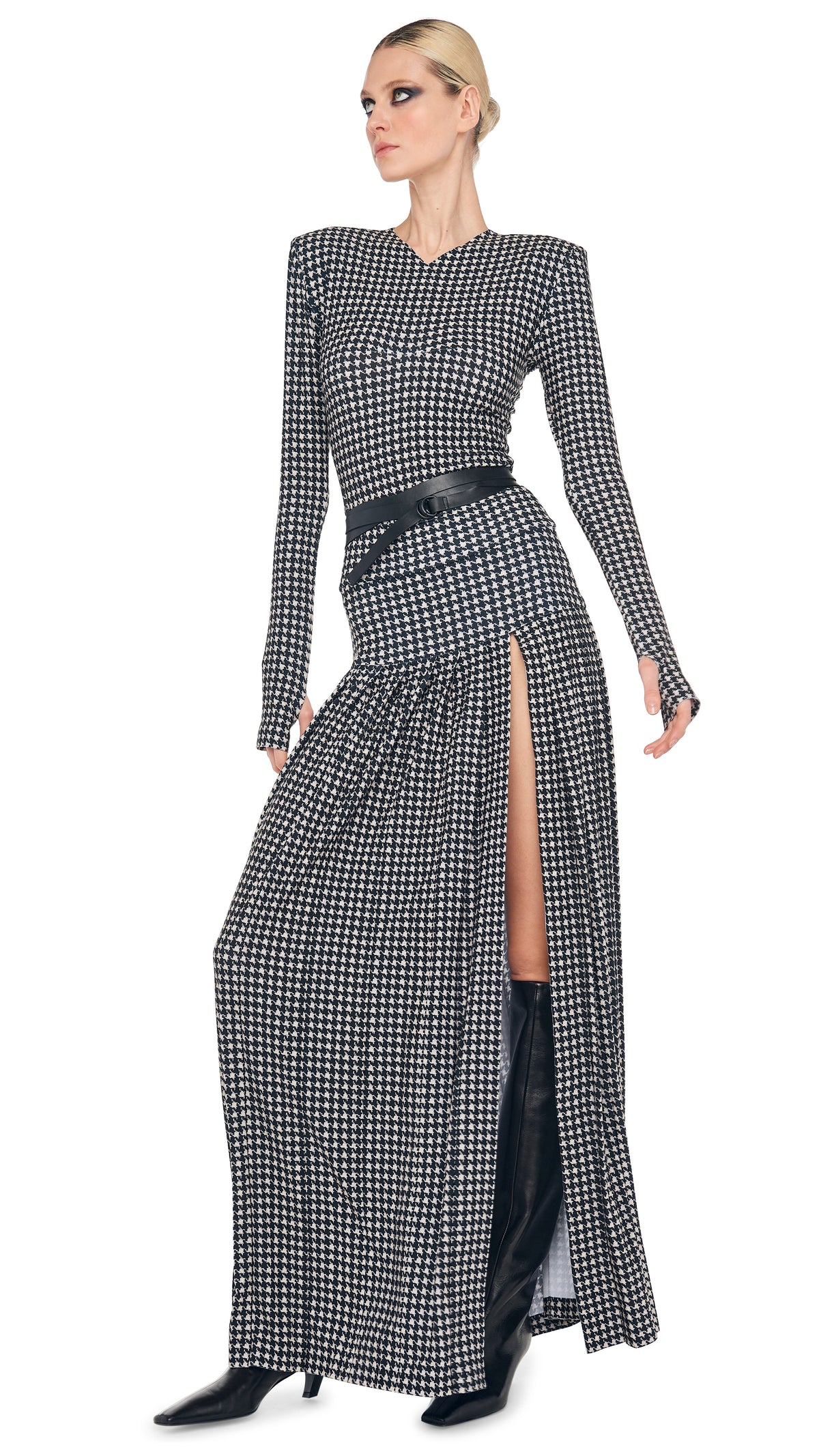LONG SLEEVE SHOULDER PAD V NECK TOP