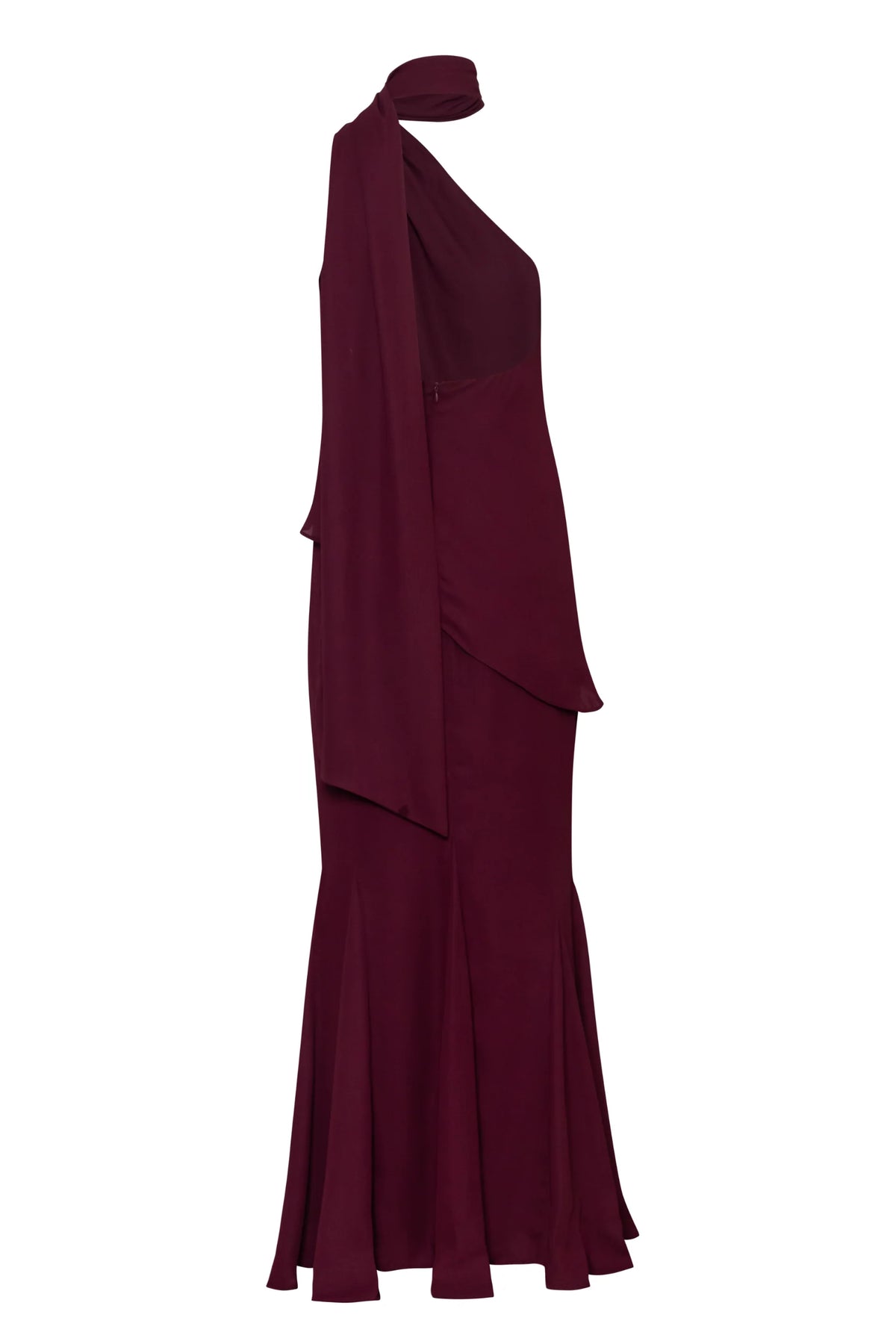 Ari Top by Baobab, side view with Scarf detail and Asymmetrical hem.