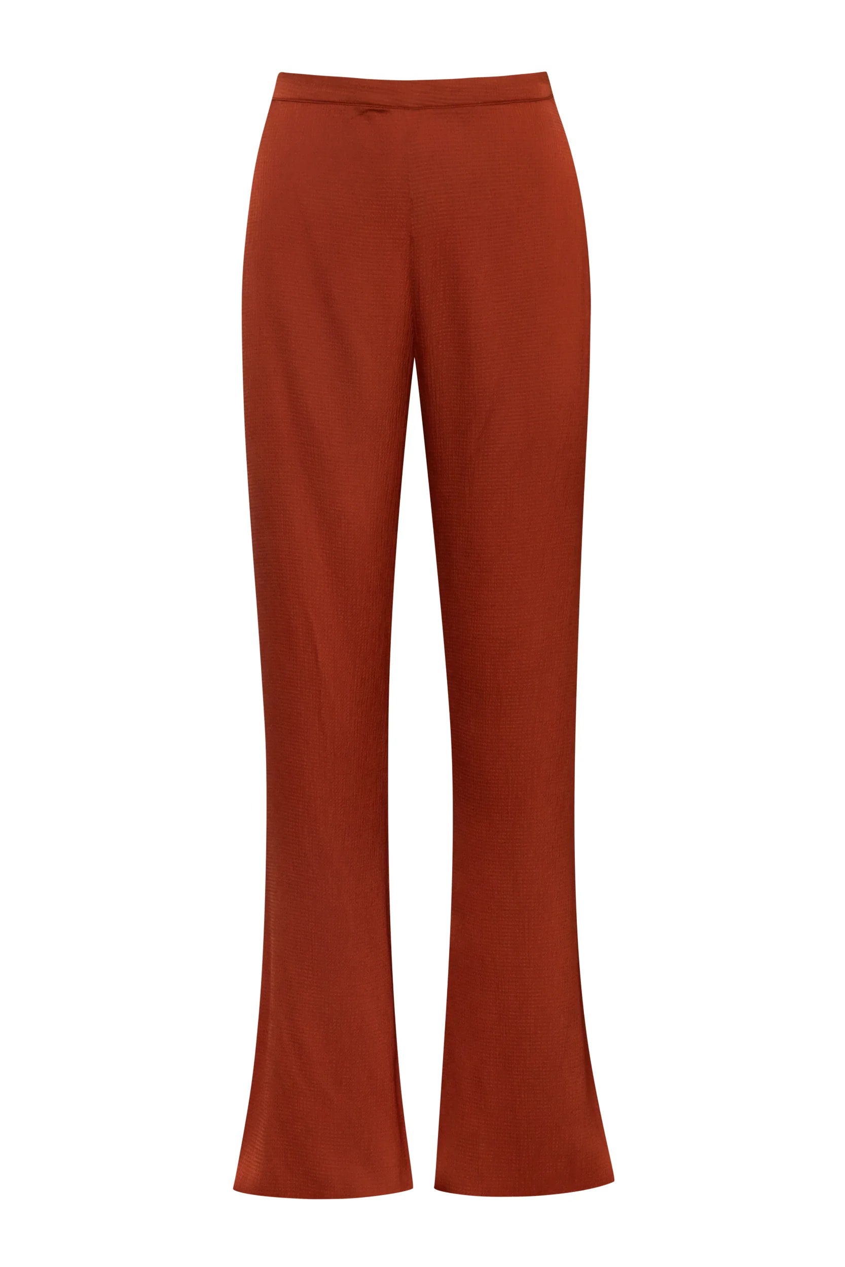 Terracotta Numa Pants with Wide-leg silhouette, Textured fabric and Side zipper closure.