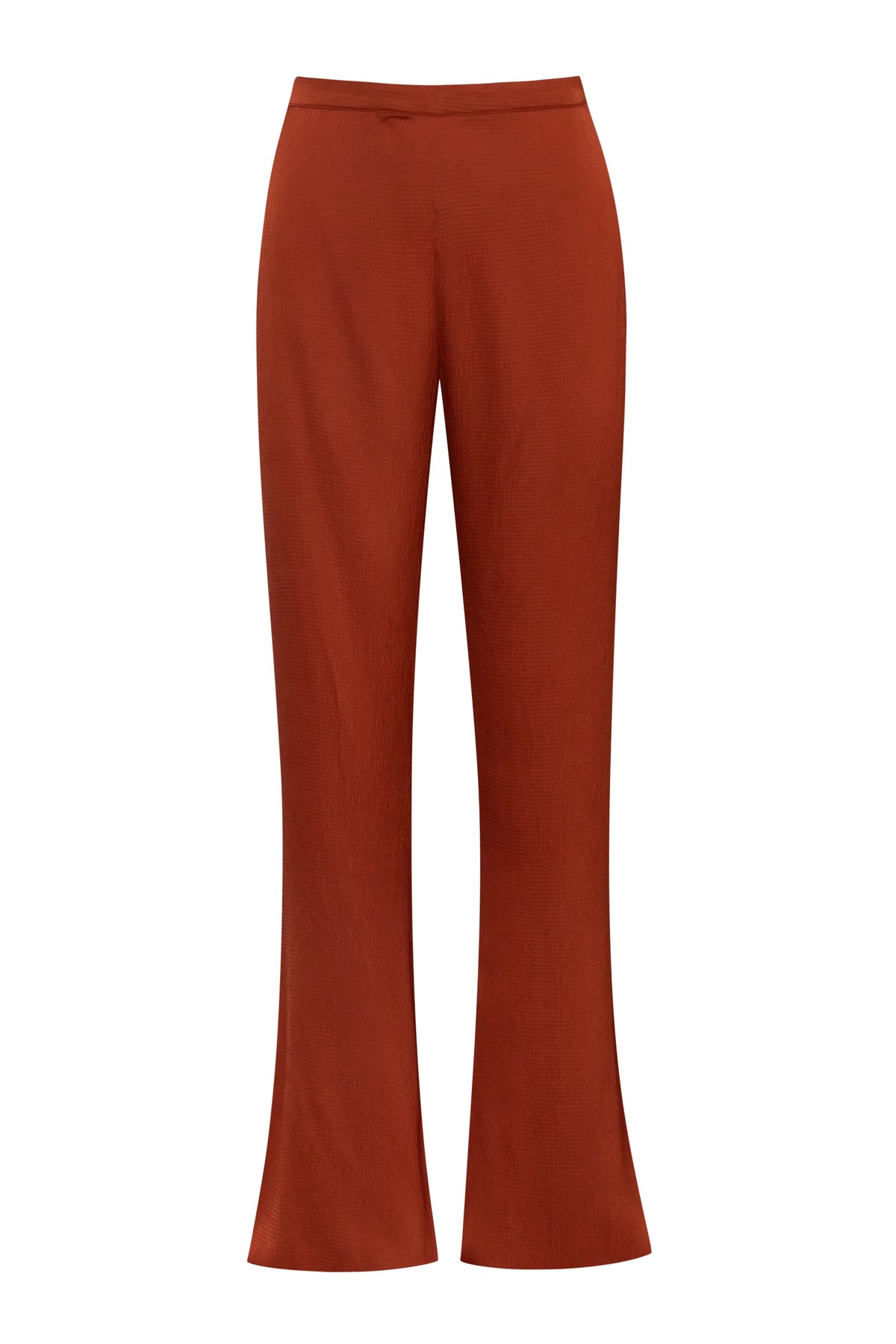 Terracotta Numa Pants with Wide-leg silhouette, Textured fabric and Side zipper closure.