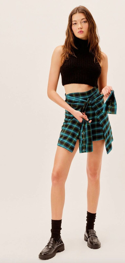 Gwen Wrap Skirt in Green | For Love & Lemons