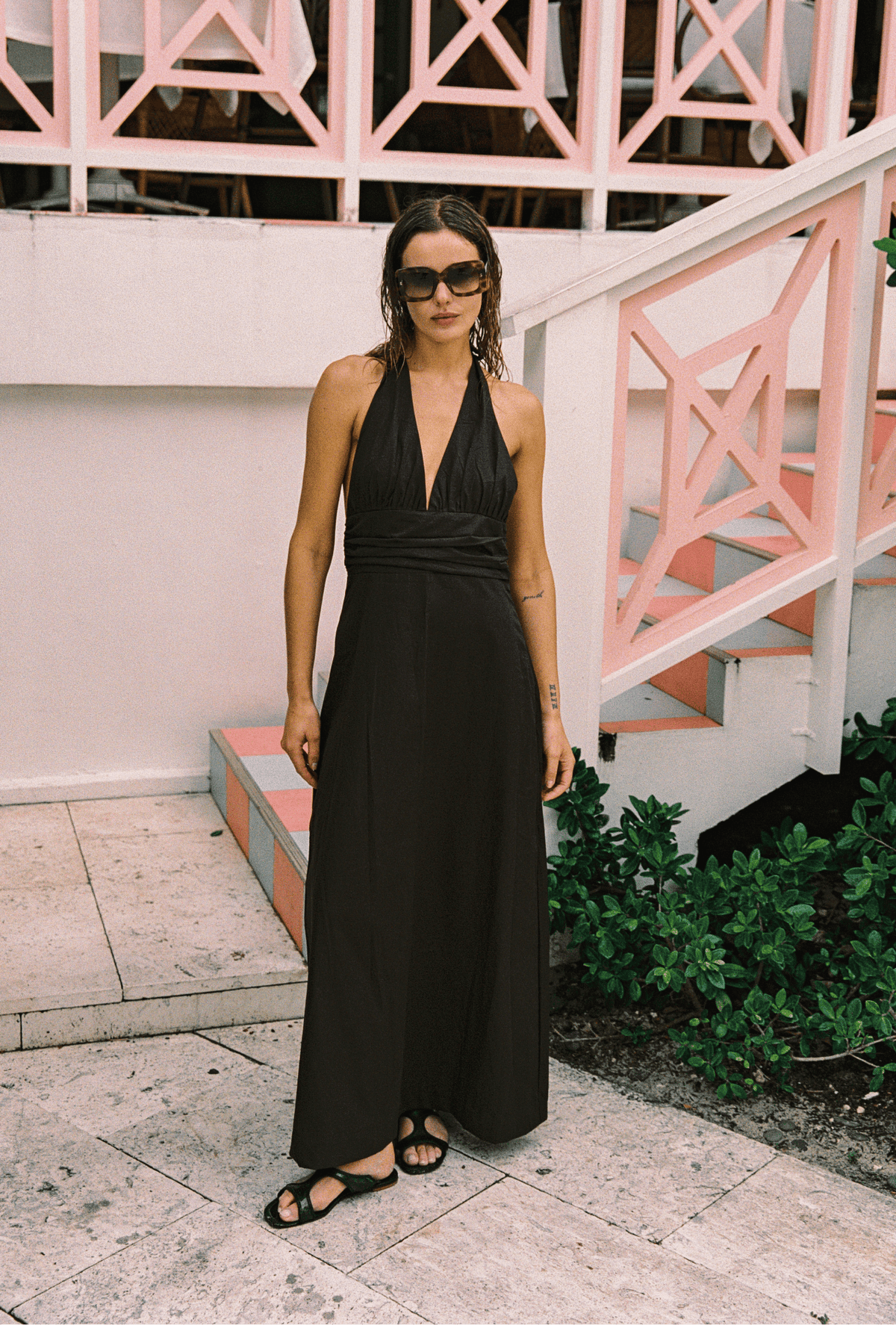 The Dolly Halter Dress in Amarone Brown