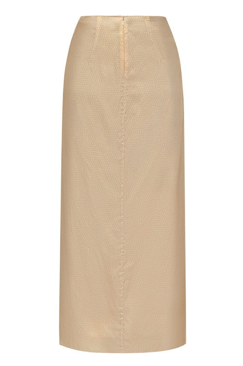 Amaime Satin Silk Midi Skirt / Butter Reptile
