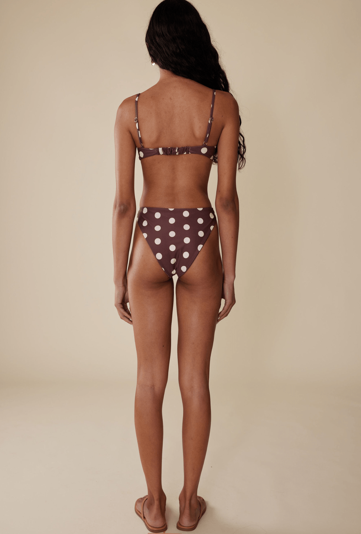 The Edie Bottom in Polka Dot Brown/Ivory