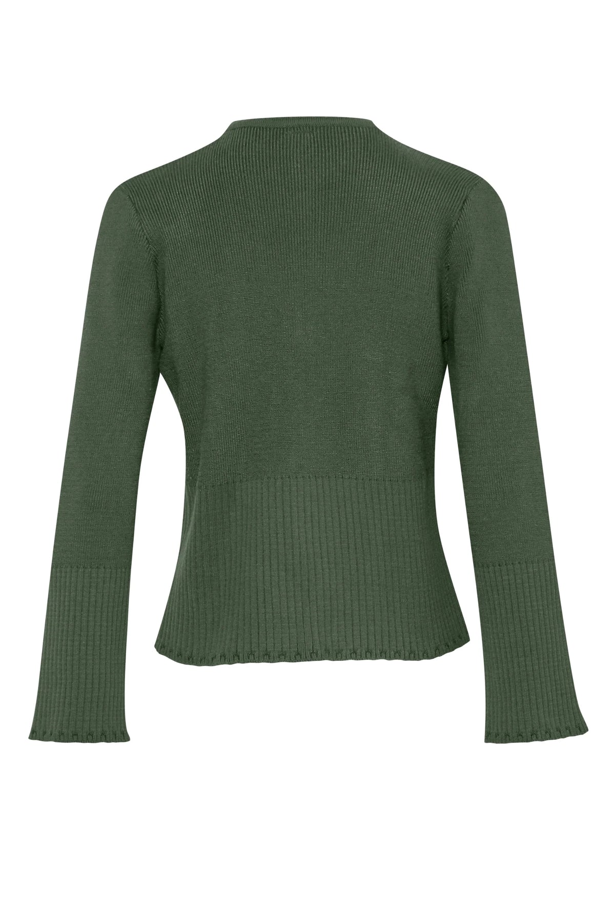 Meraky Sweater by Baobab, side view with Long sleeves and fluid fall.