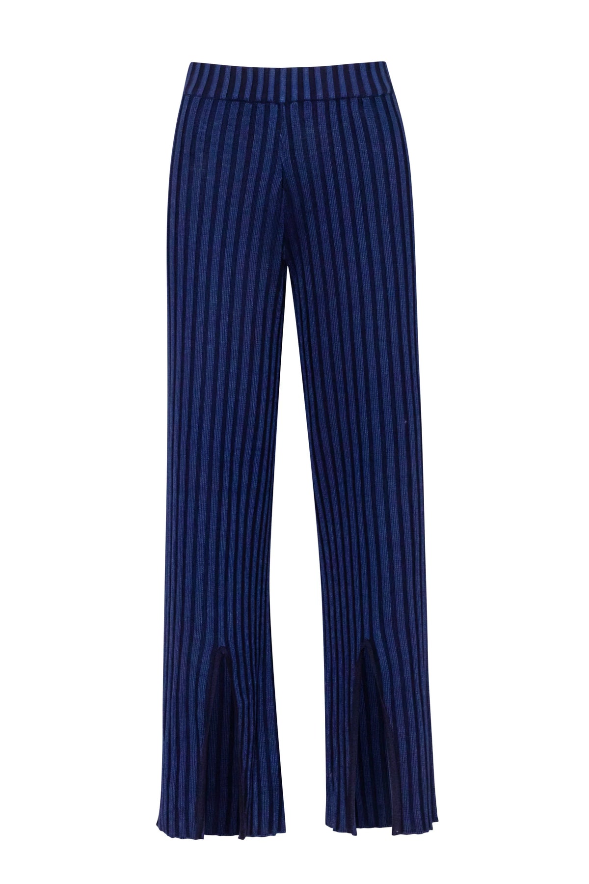 Night blue Lotus Pants, front view with Elastic waistband and Slit cut.