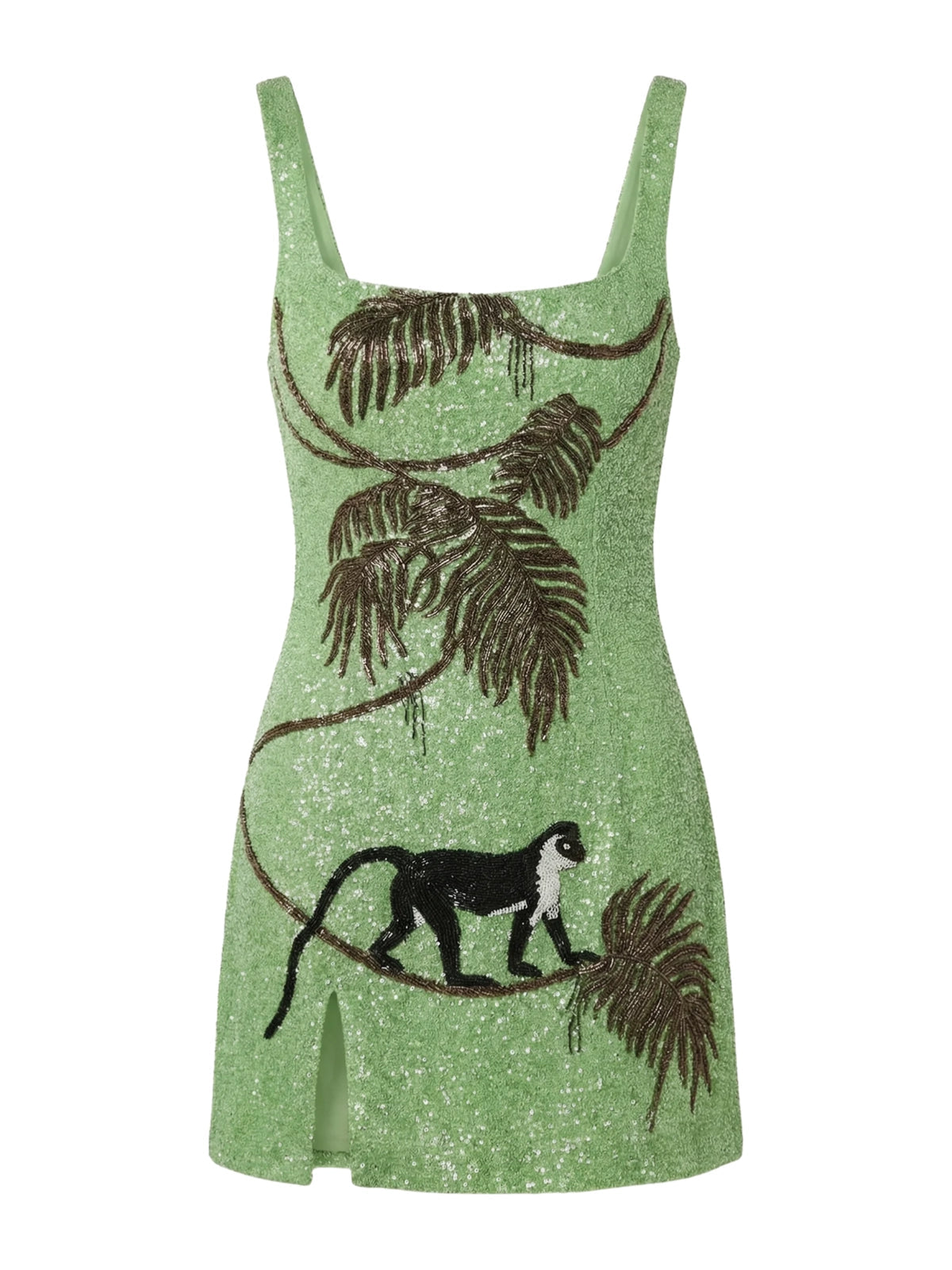St. Barth Hand Beaded Crystal Dress Multi Color Green