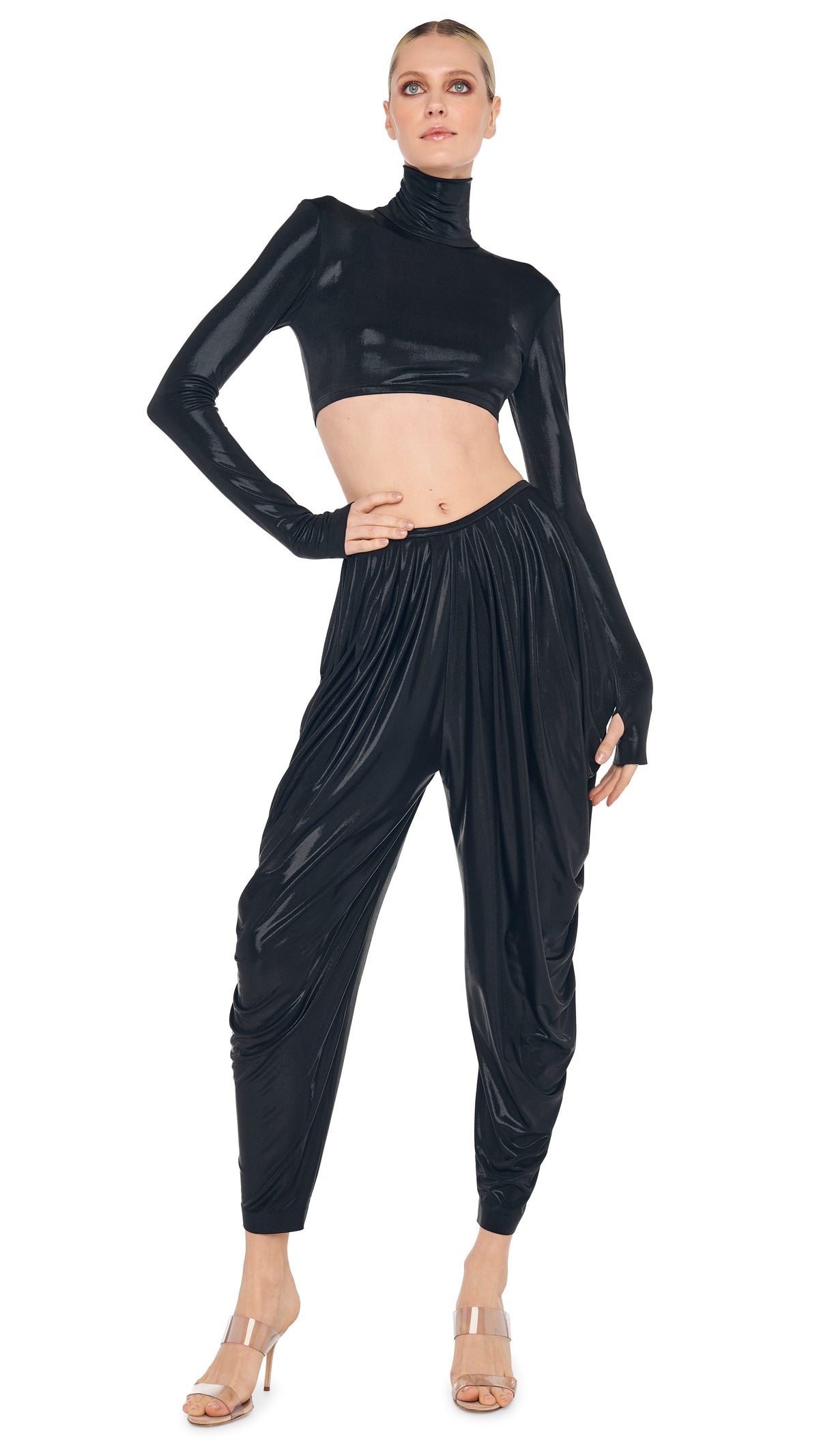 CROPPED LONG SLEEVE TURTLE TOP