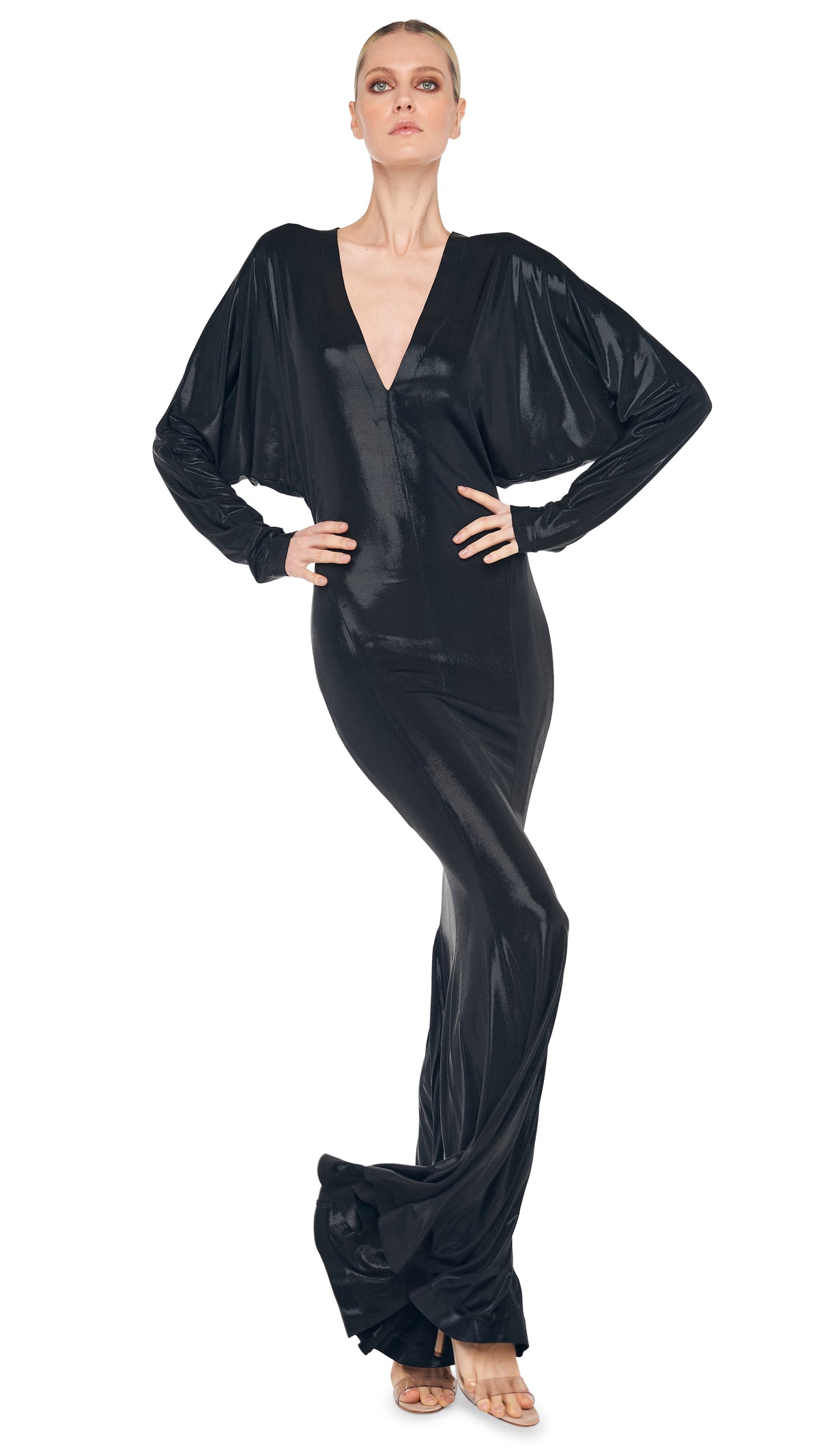 DOLMAN V NECK FISHTAIL GOWN